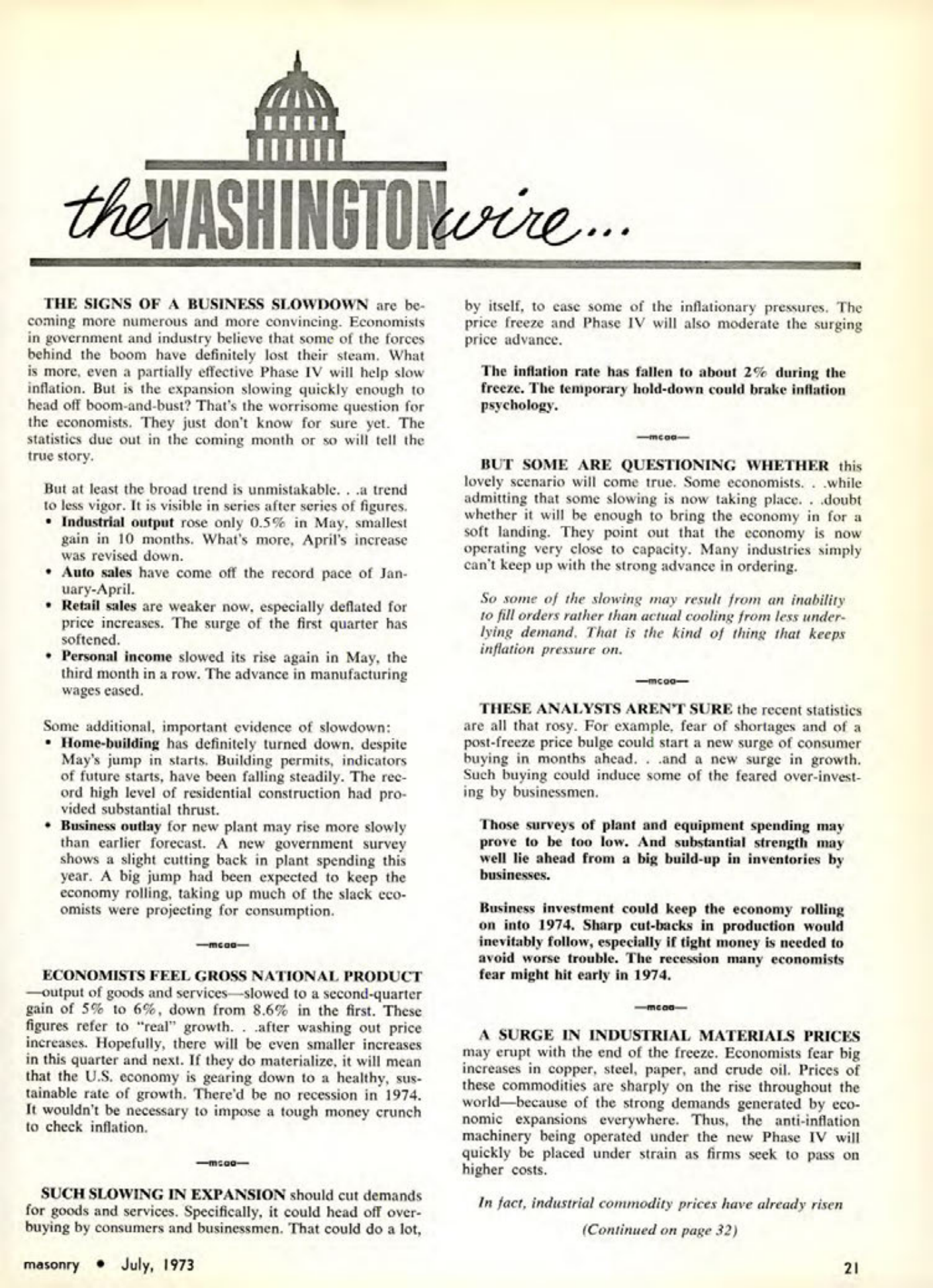 Masonry Magazine July 1973 Page. 21