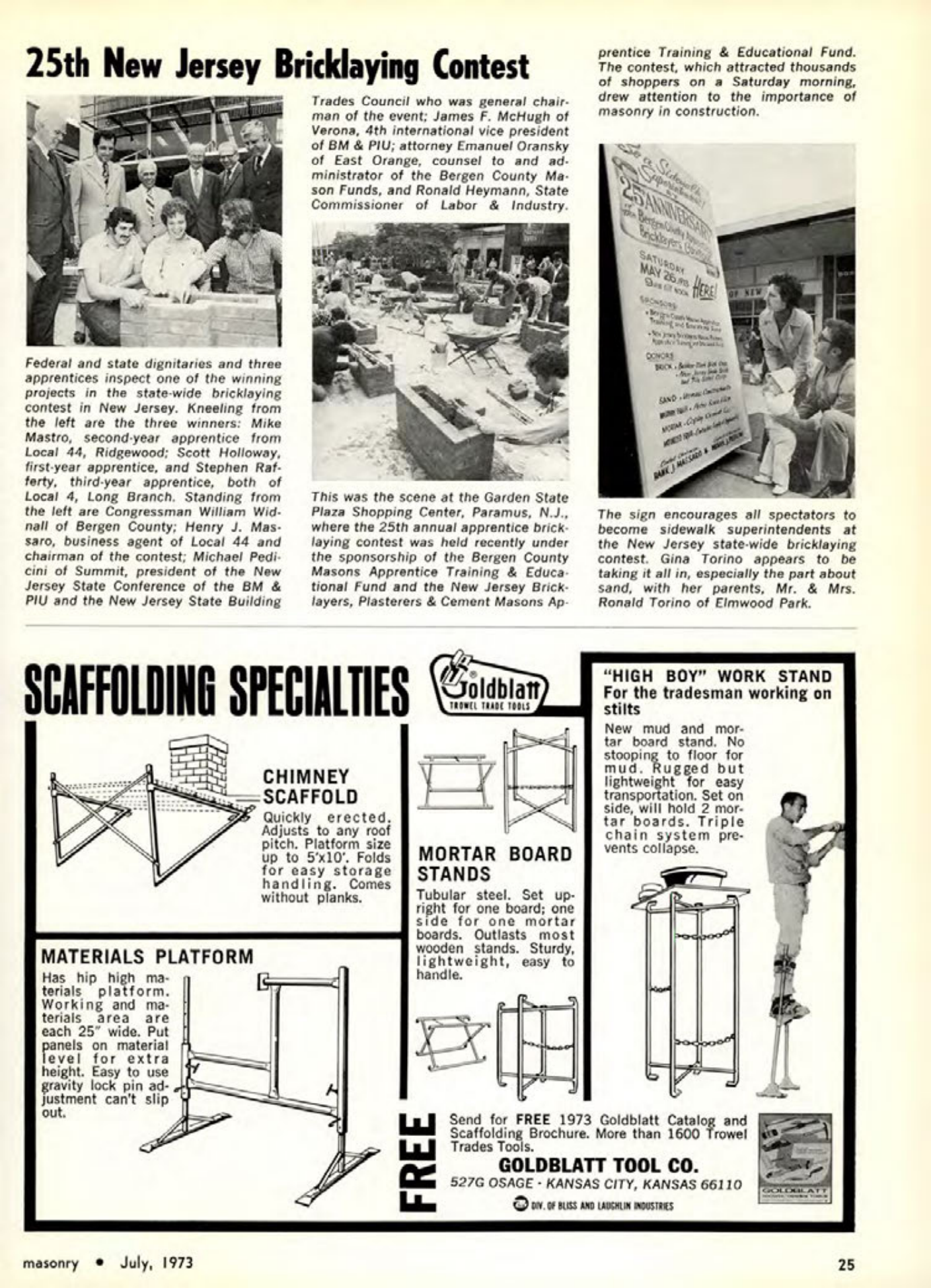 Masonry Magazine July 1973 Page. 25