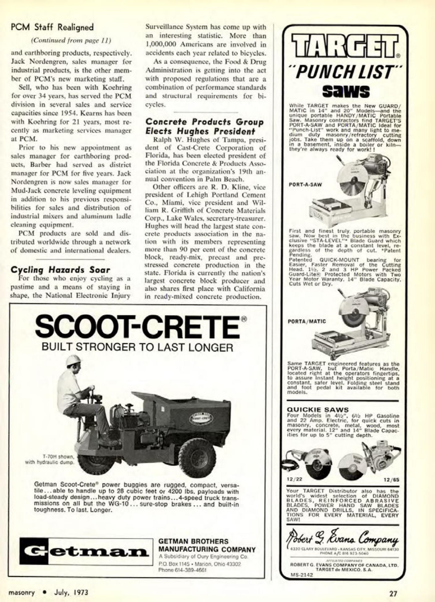 Masonry Magazine July 1973 Page. 27