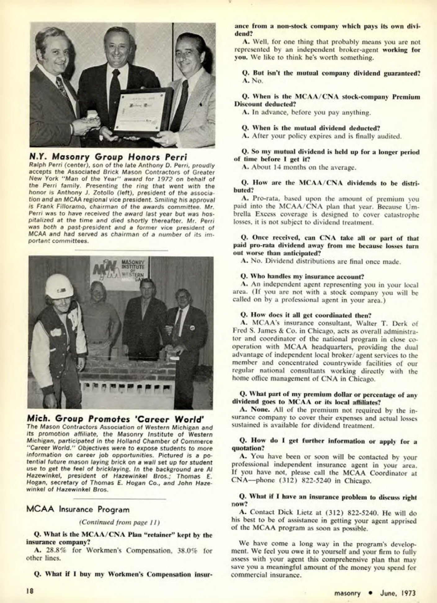 Masonry Magazine June 1973 Page. 18