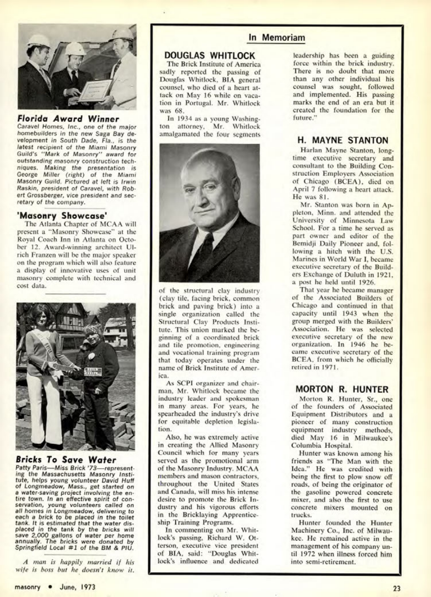 Masonry Magazine June 1973 Page. 23