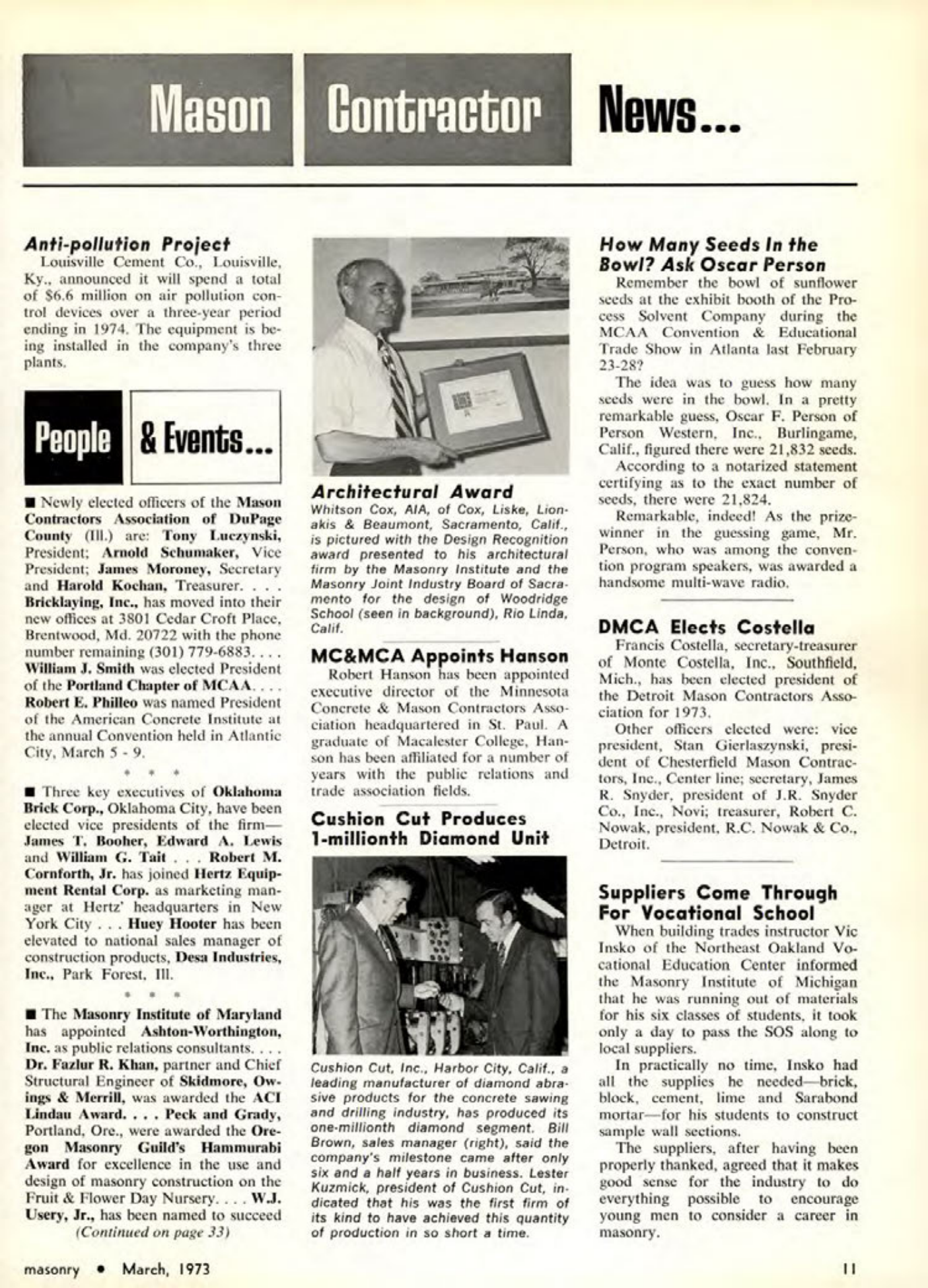 Masonry Magazine March 1973 Page. 11