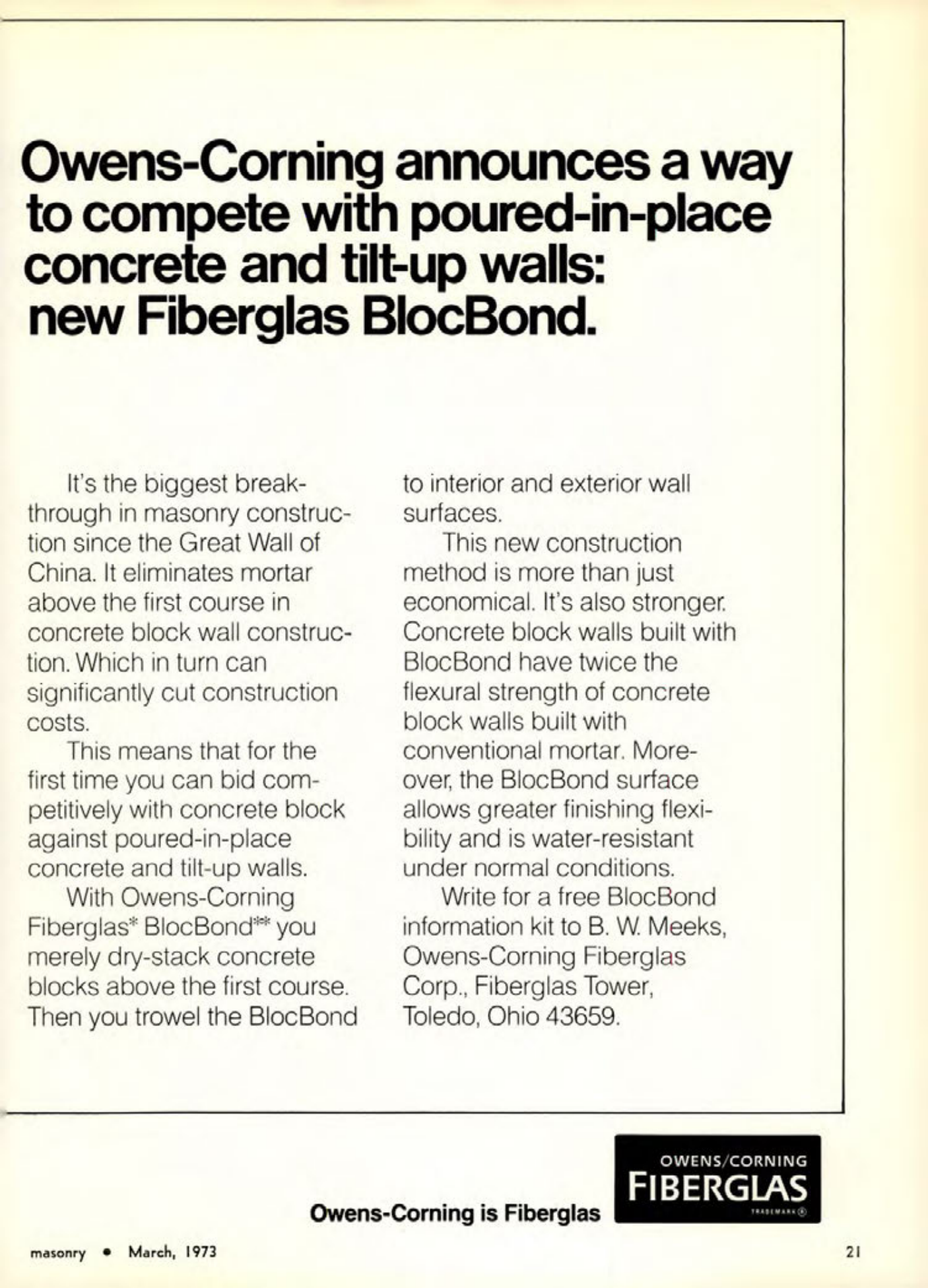 Masonry Magazine March 1973 Page. 21