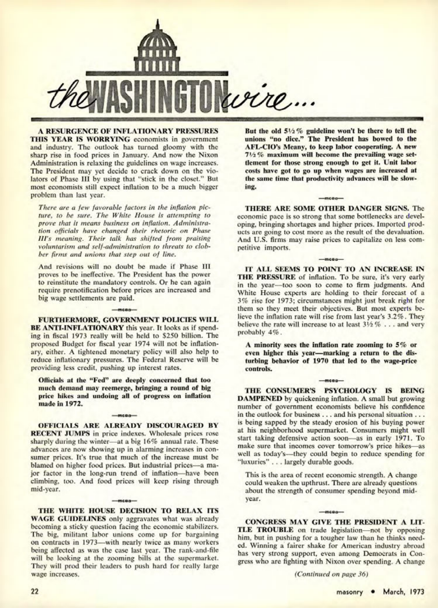 Masonry Magazine March 1973 Page. 22