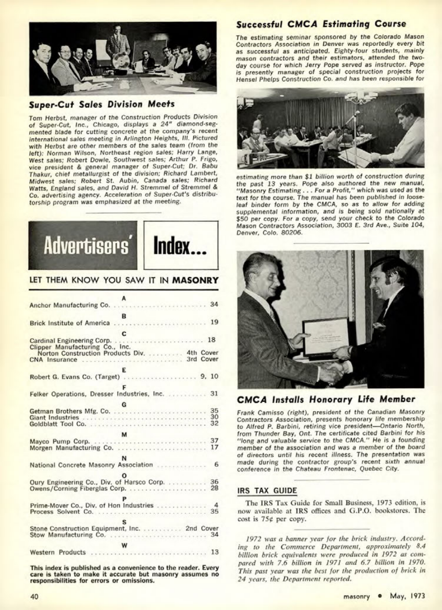 Masonry Magazine May 1973 Page. 40