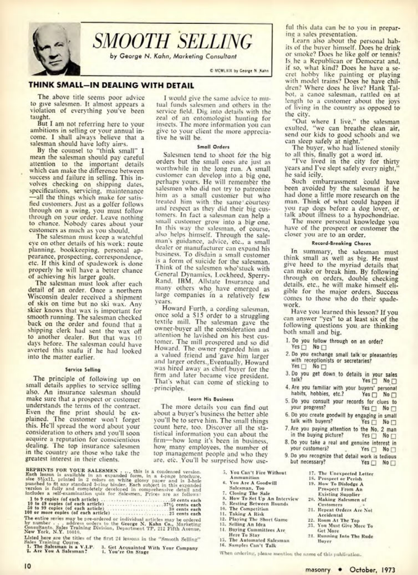 Masonry Magazine October 1973 Page. 10