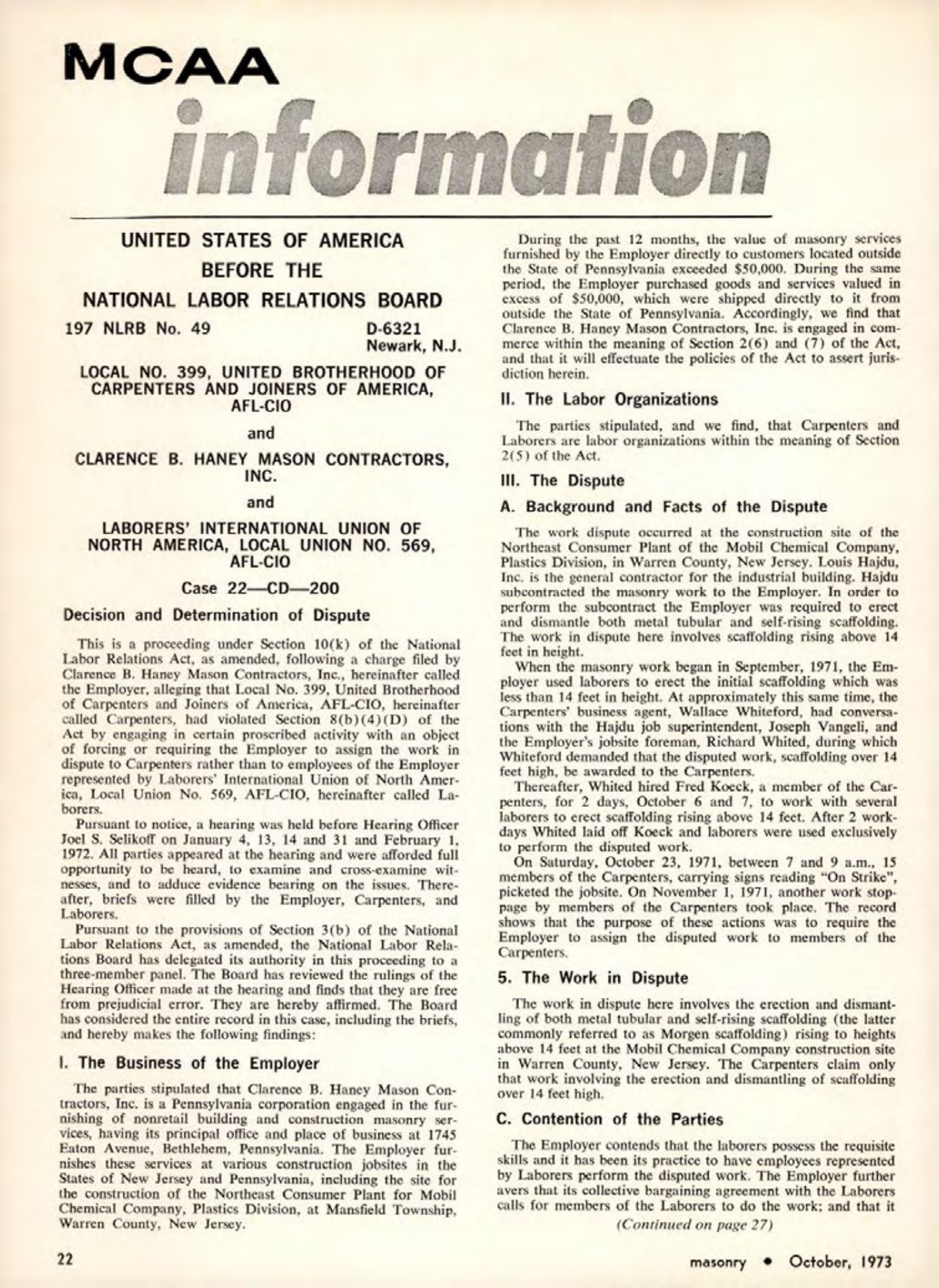 Masonry Magazine October 1973 Page. 18
