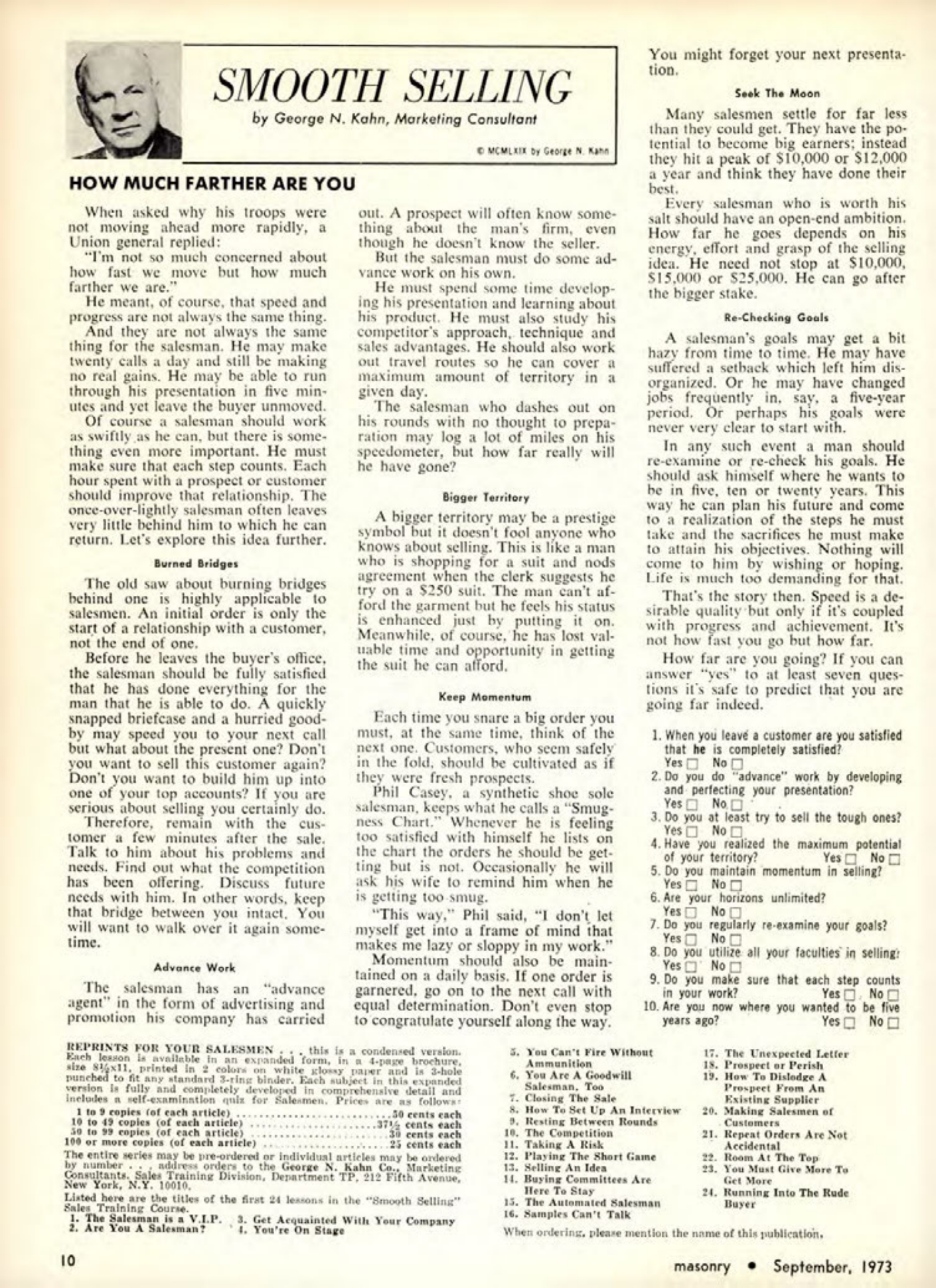 Masonry Magazine September 1973 Page. 10
