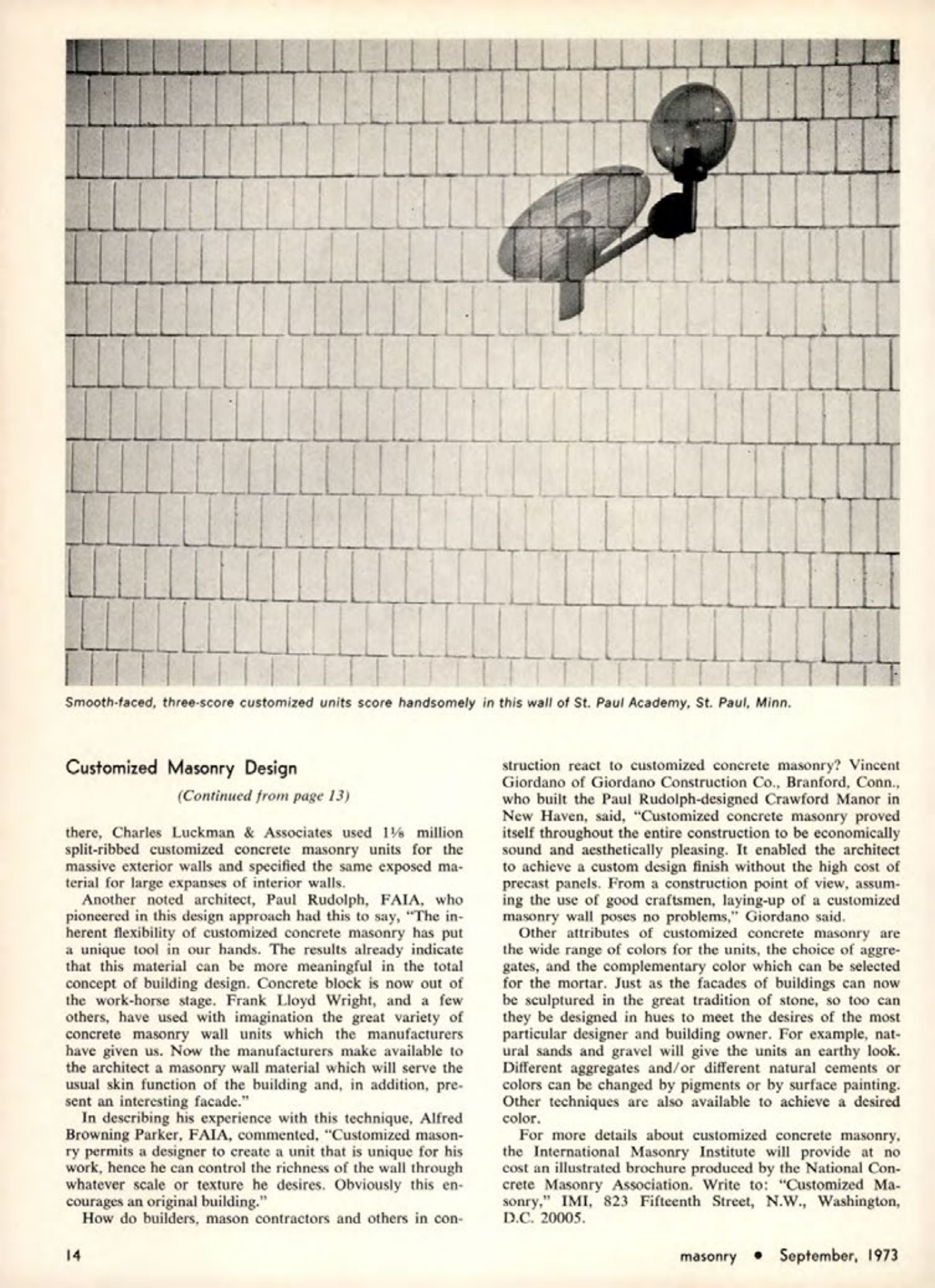 Masonry Magazine September 1973 Page. 14