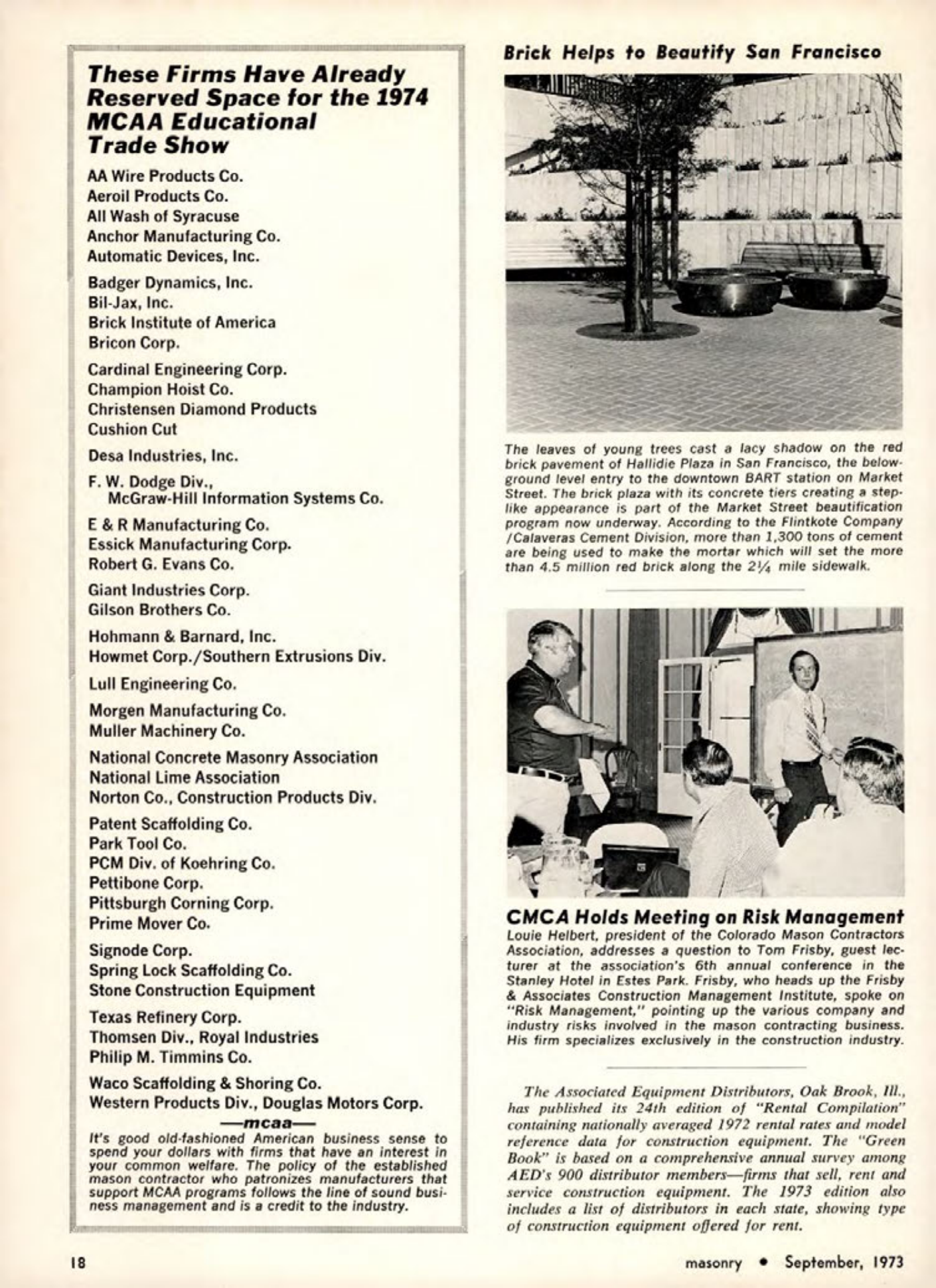 Masonry Magazine September 1973 Page. 18