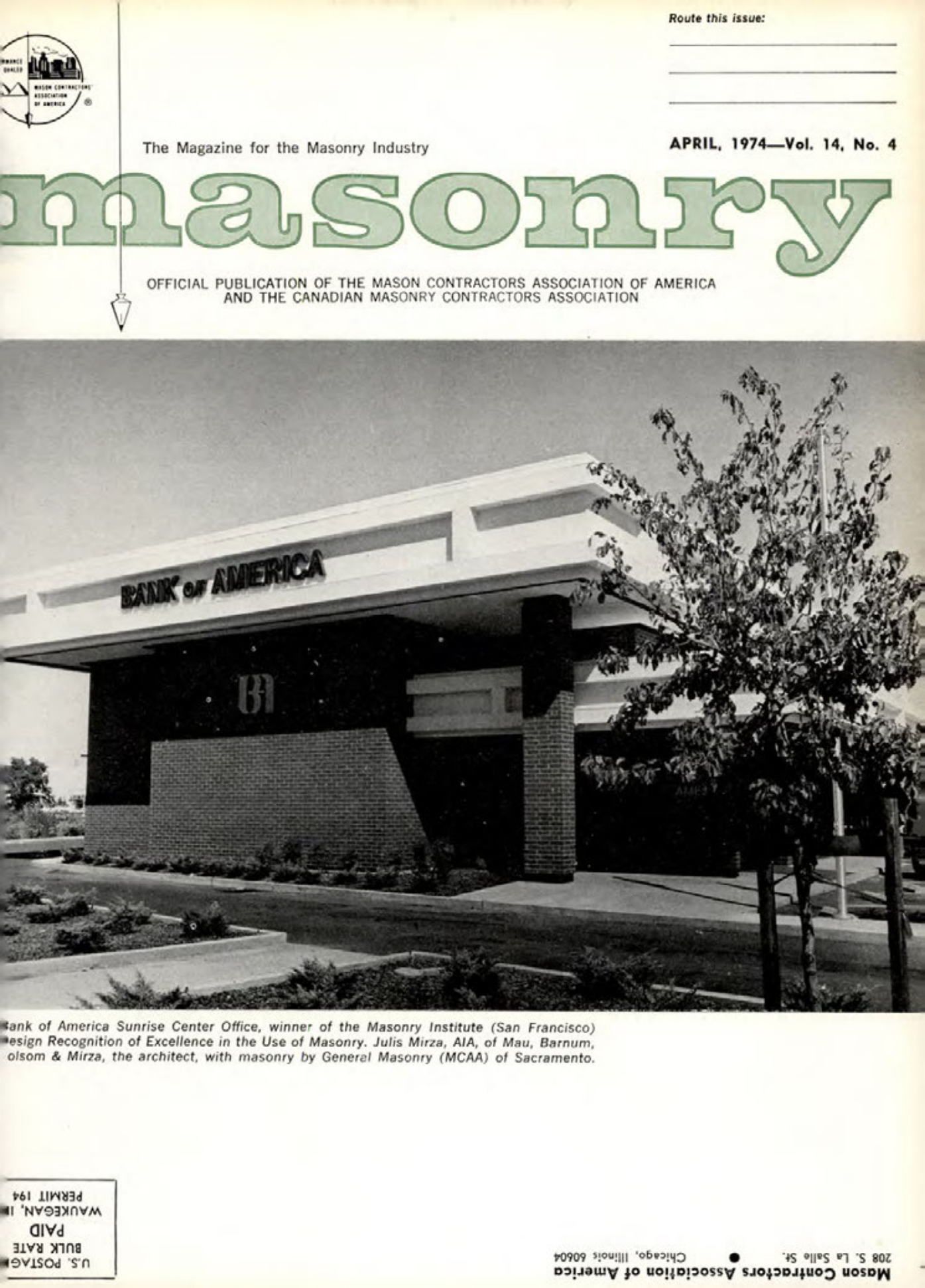 Masonry Magazine April 1974 Page. 1