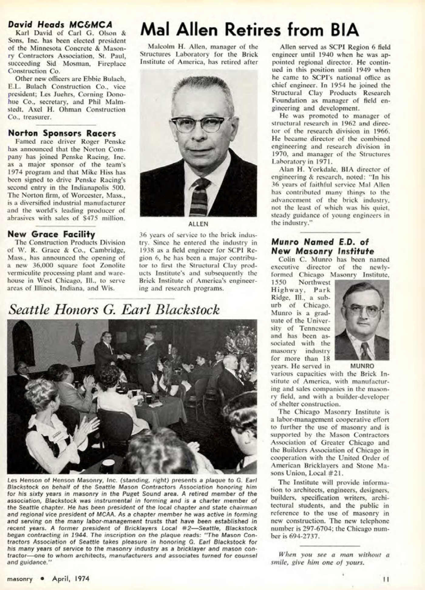 Masonry Magazine April 1974 Page. 11