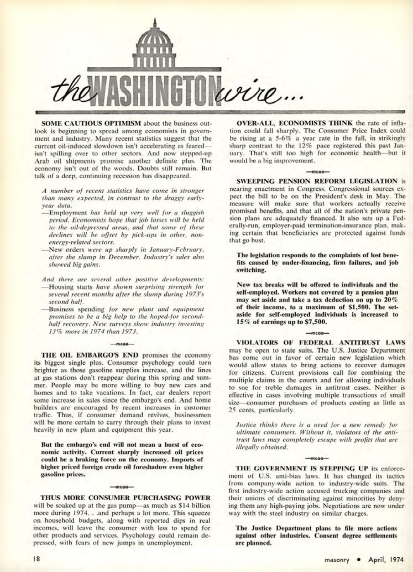 Masonry Magazine April 1974 Page. 18