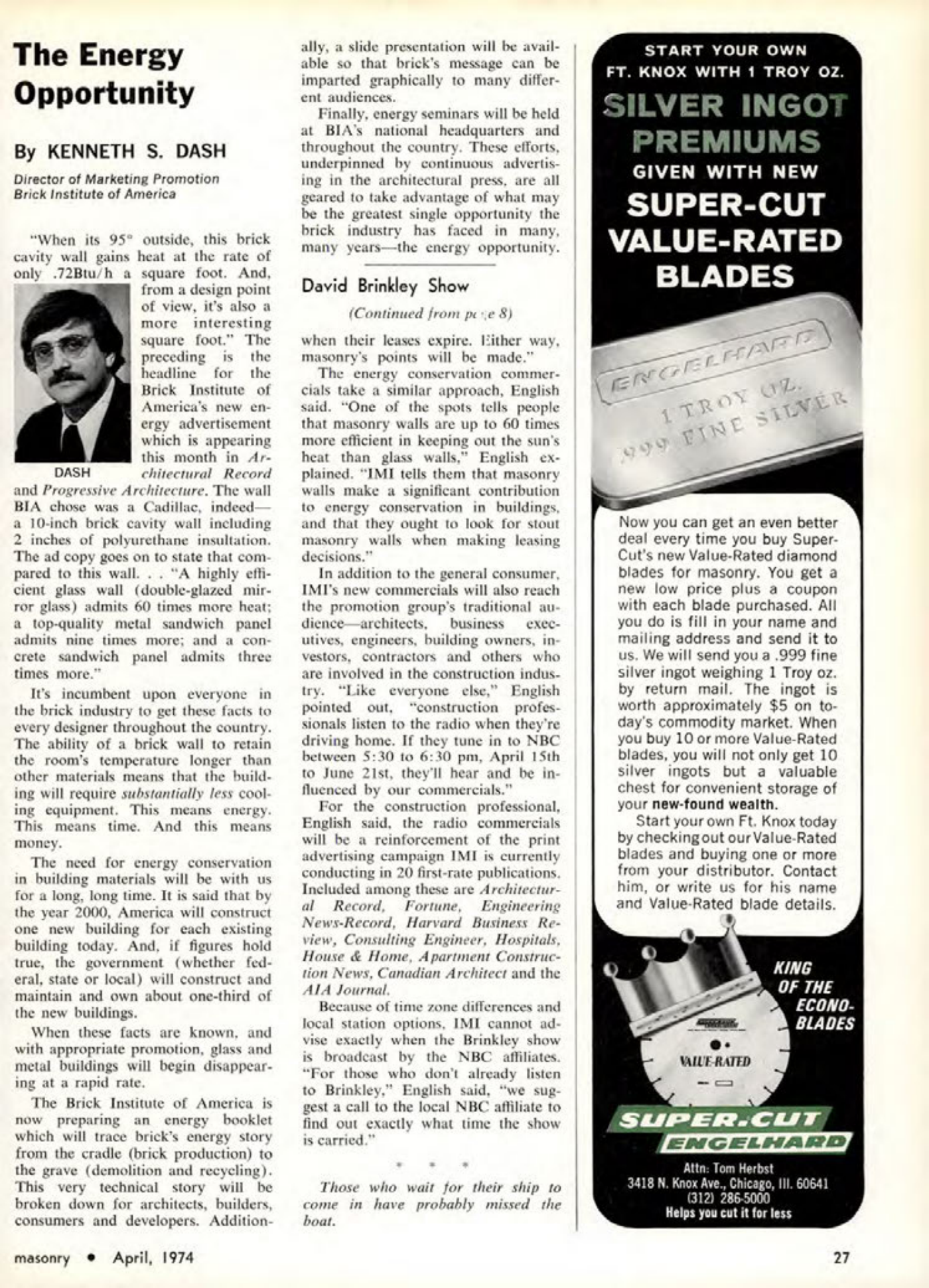 Masonry Magazine April 1974 Page. 27