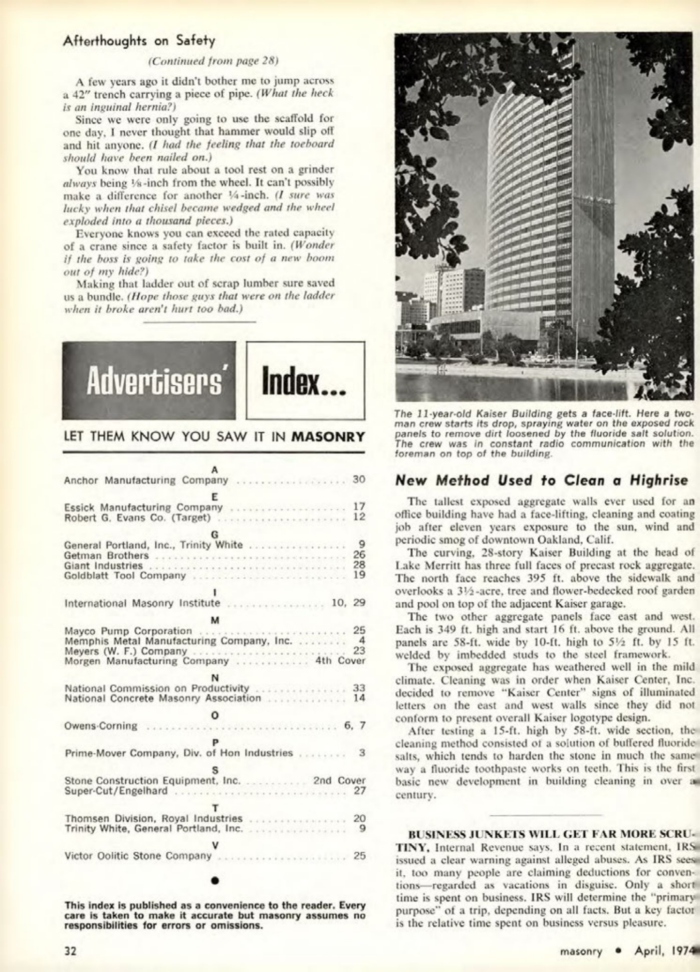 Masonry Magazine April 1974 Page. 32