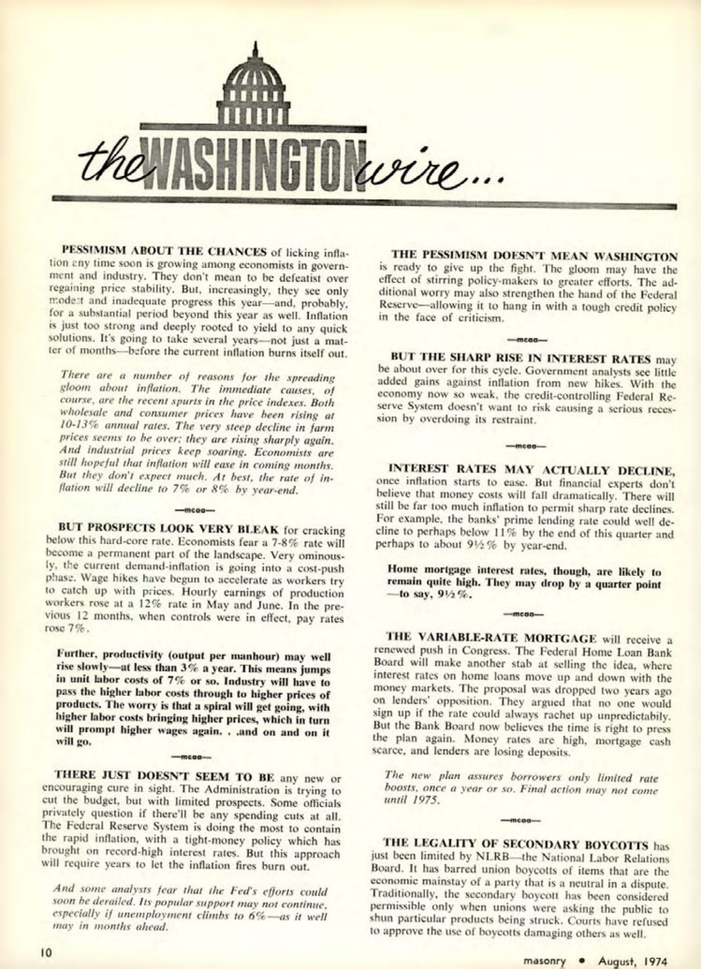 Masonry Magazine August 1974 Page. 10