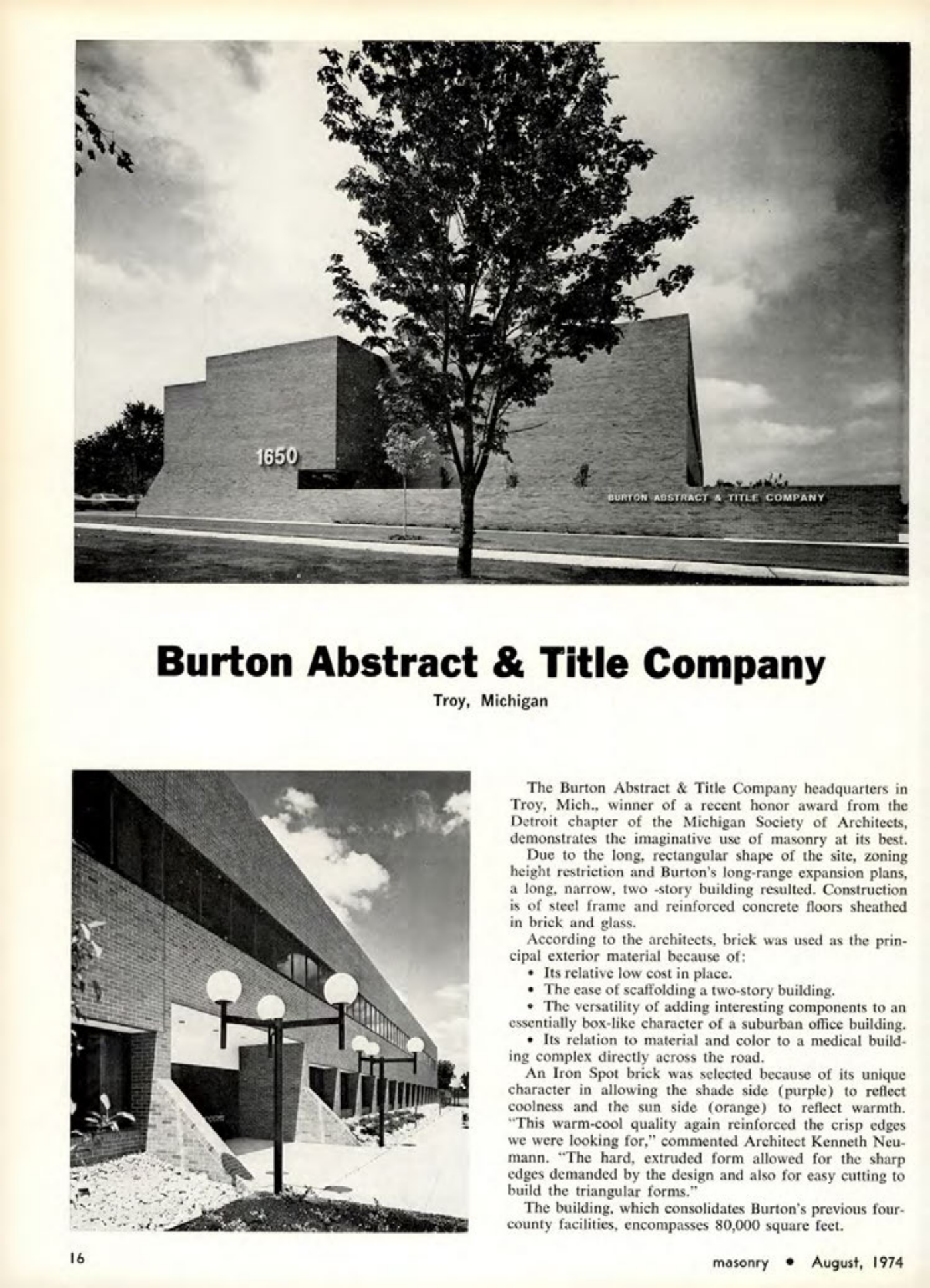 Masonry Magazine August 1974 Page. 16