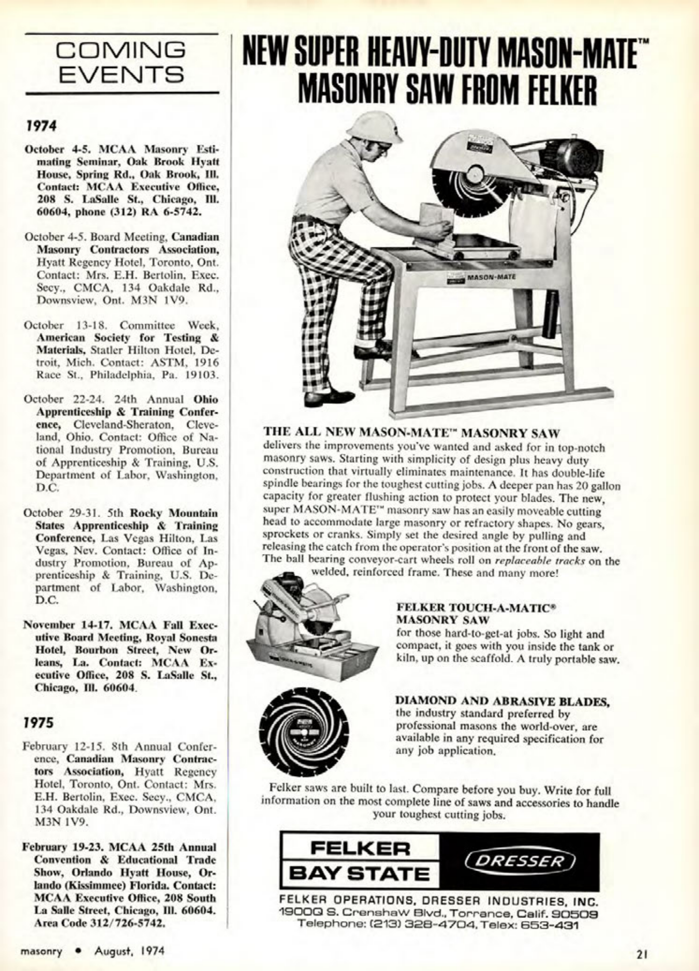Masonry Magazine August 1974 Page. 21