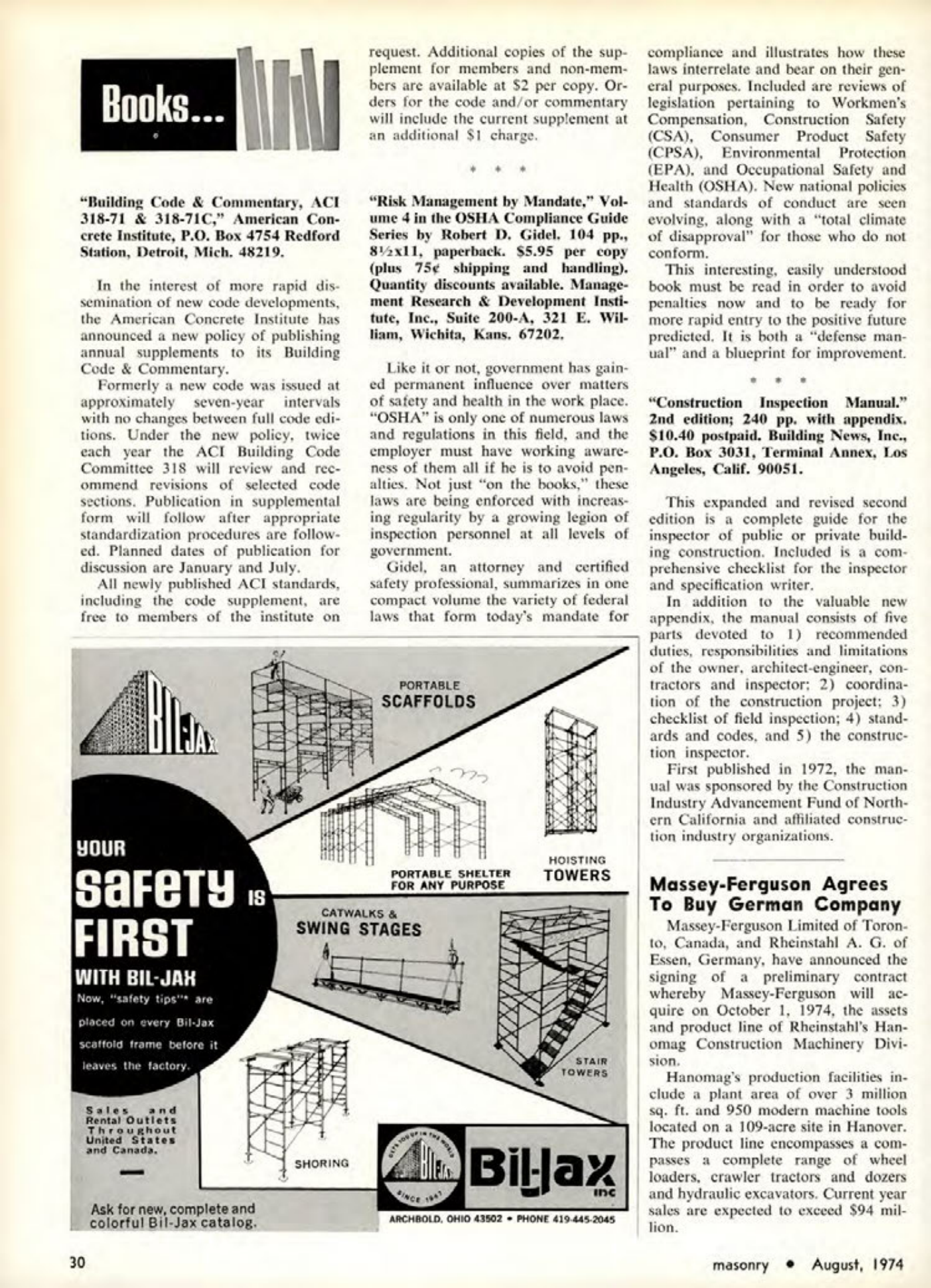 Masonry Magazine August 1974 Page. 30