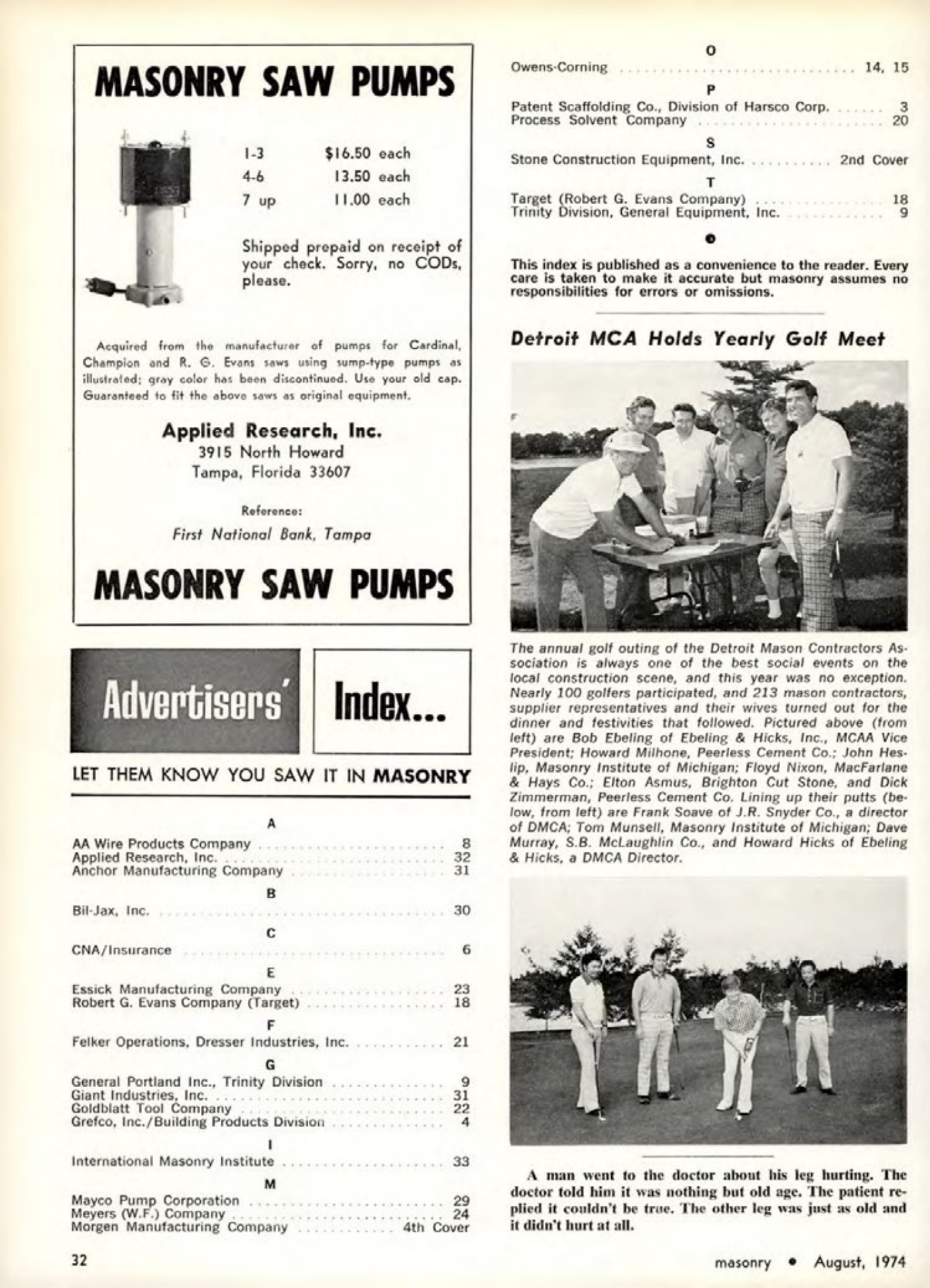 Masonry Magazine August 1974 Page. 32