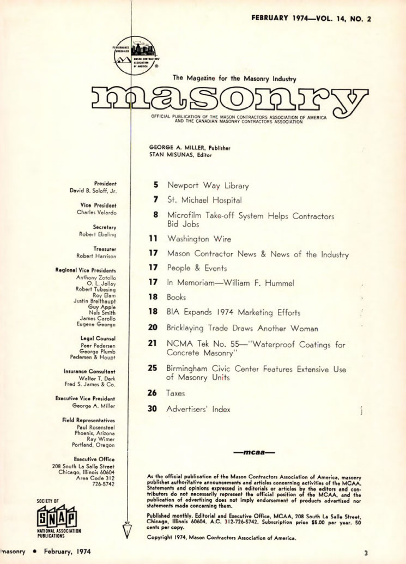 Masonry Magazine February 1974 Page. 3