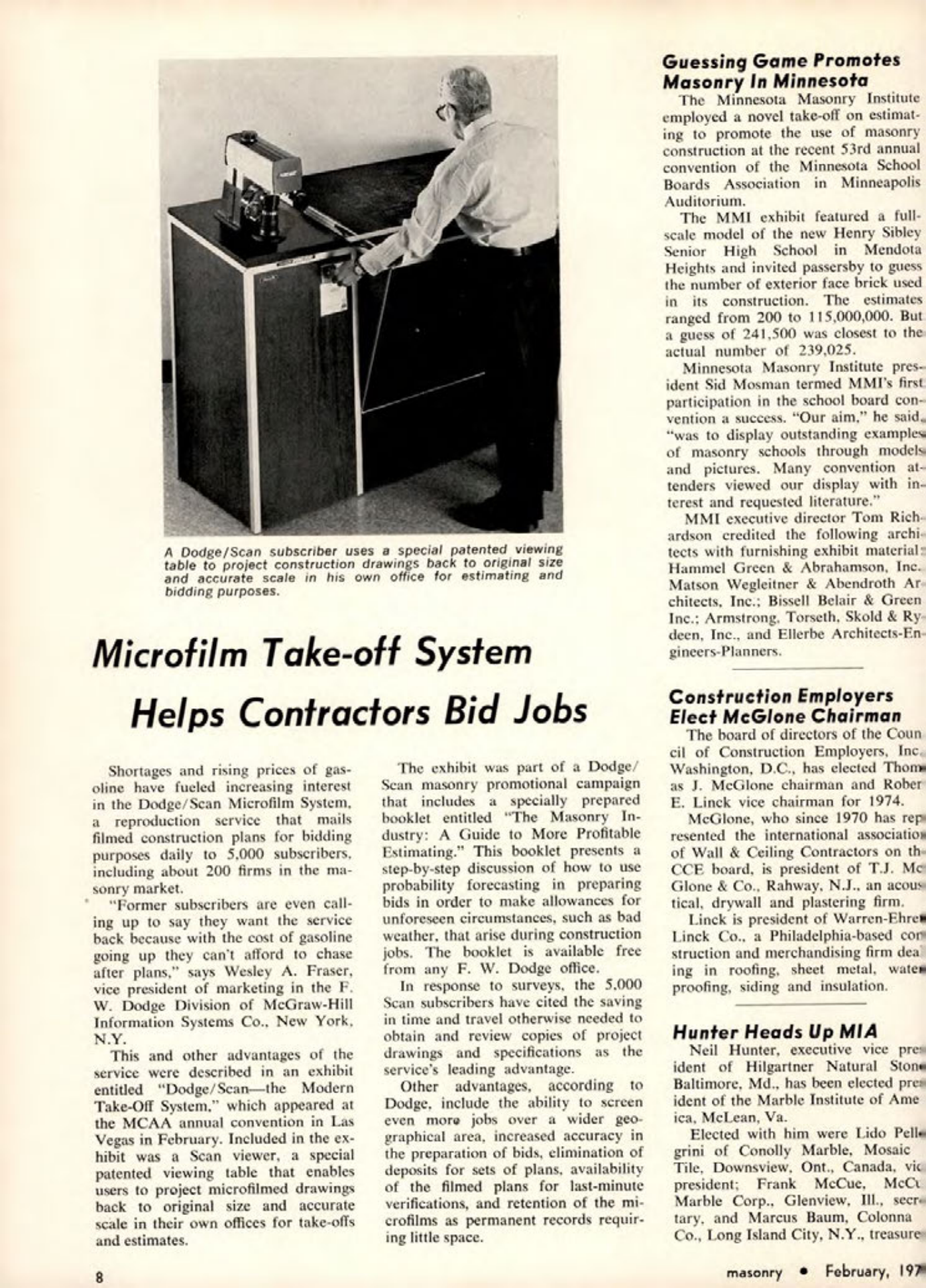 Masonry Magazine February 1974 Page. 8