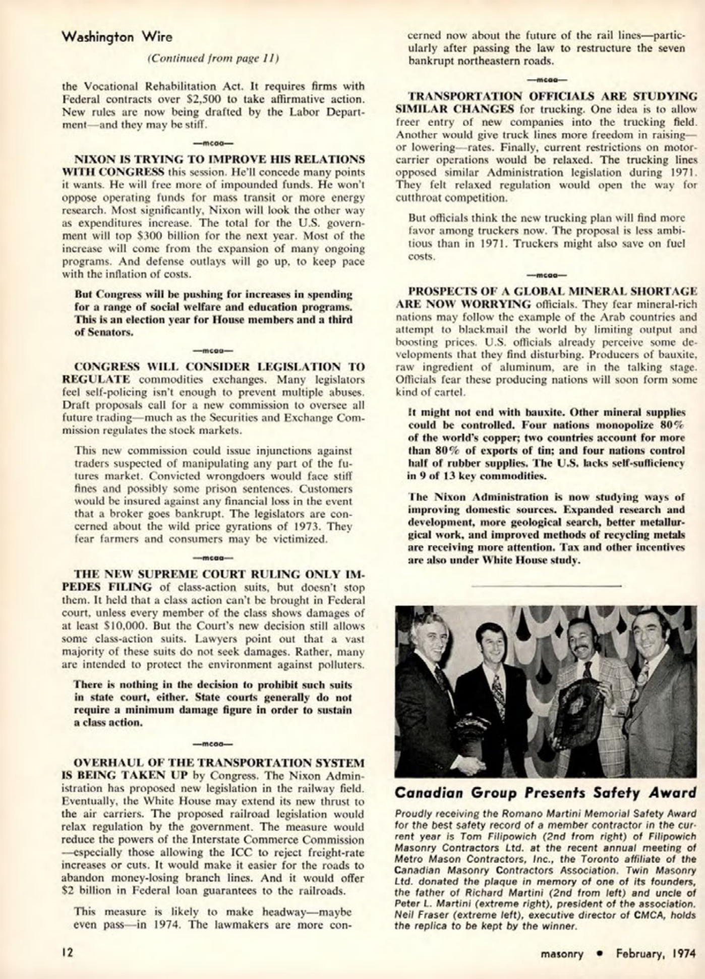 Masonry Magazine February 1974 Page. 12
