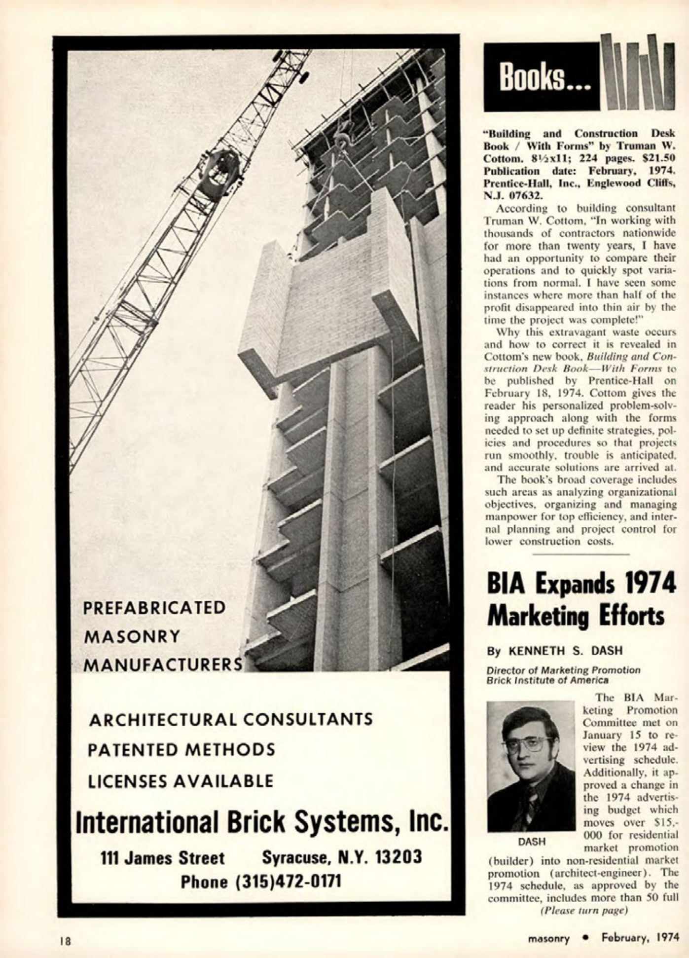 Masonry Magazine February 1974 Page. 18