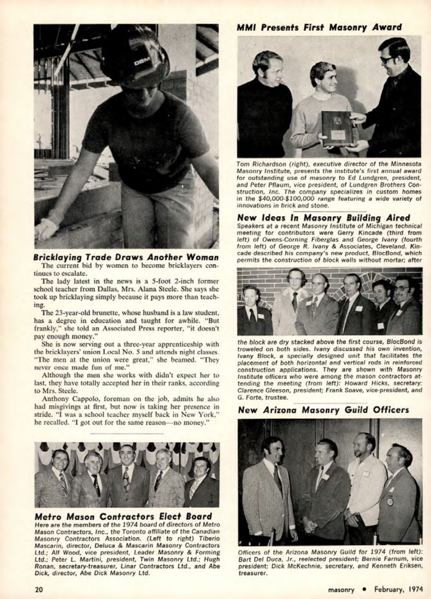 Masonry Magazine February 1974 Page. 20