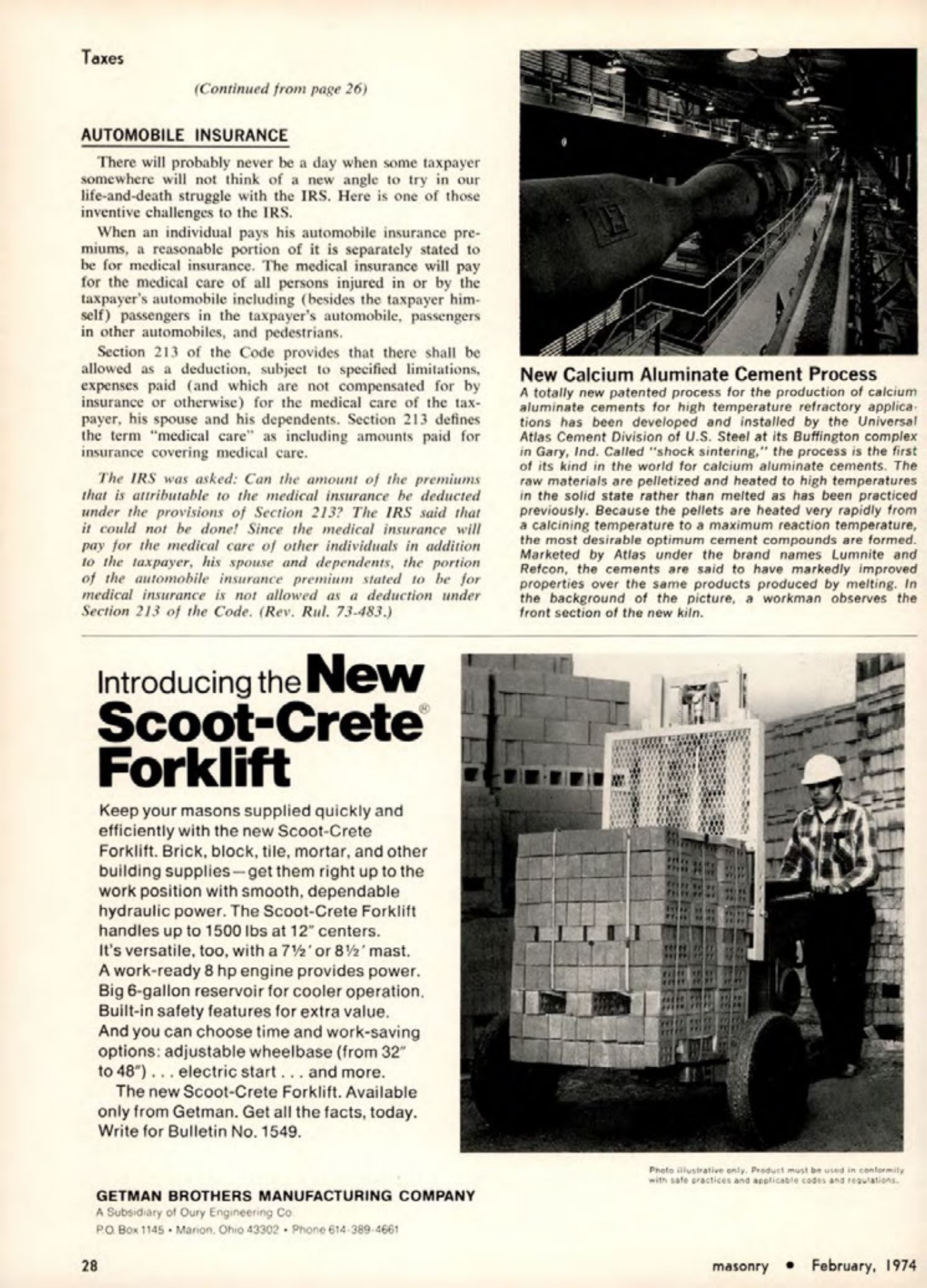 Masonry Magazine February 1974 Page. 28
