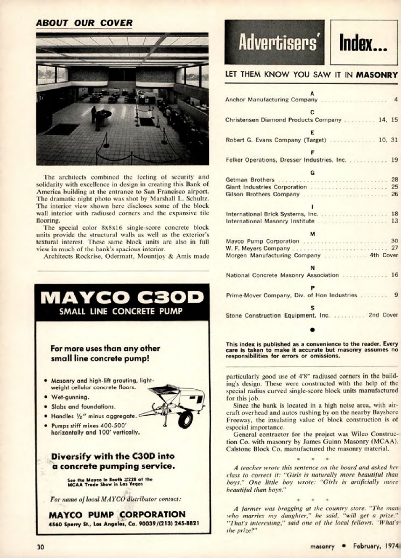 Masonry Magazine February 1974 Page. 30