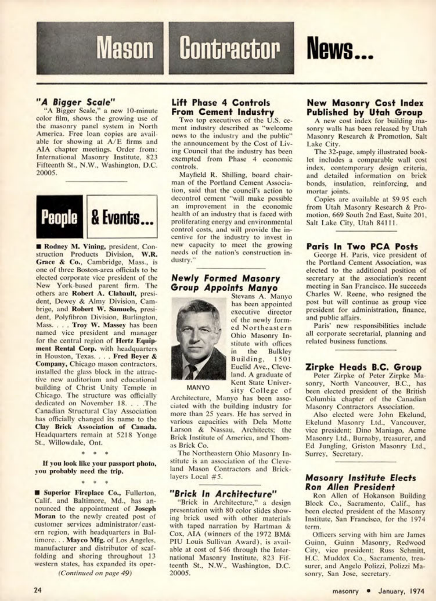 Masonry Magazine January 1974 Page. 24