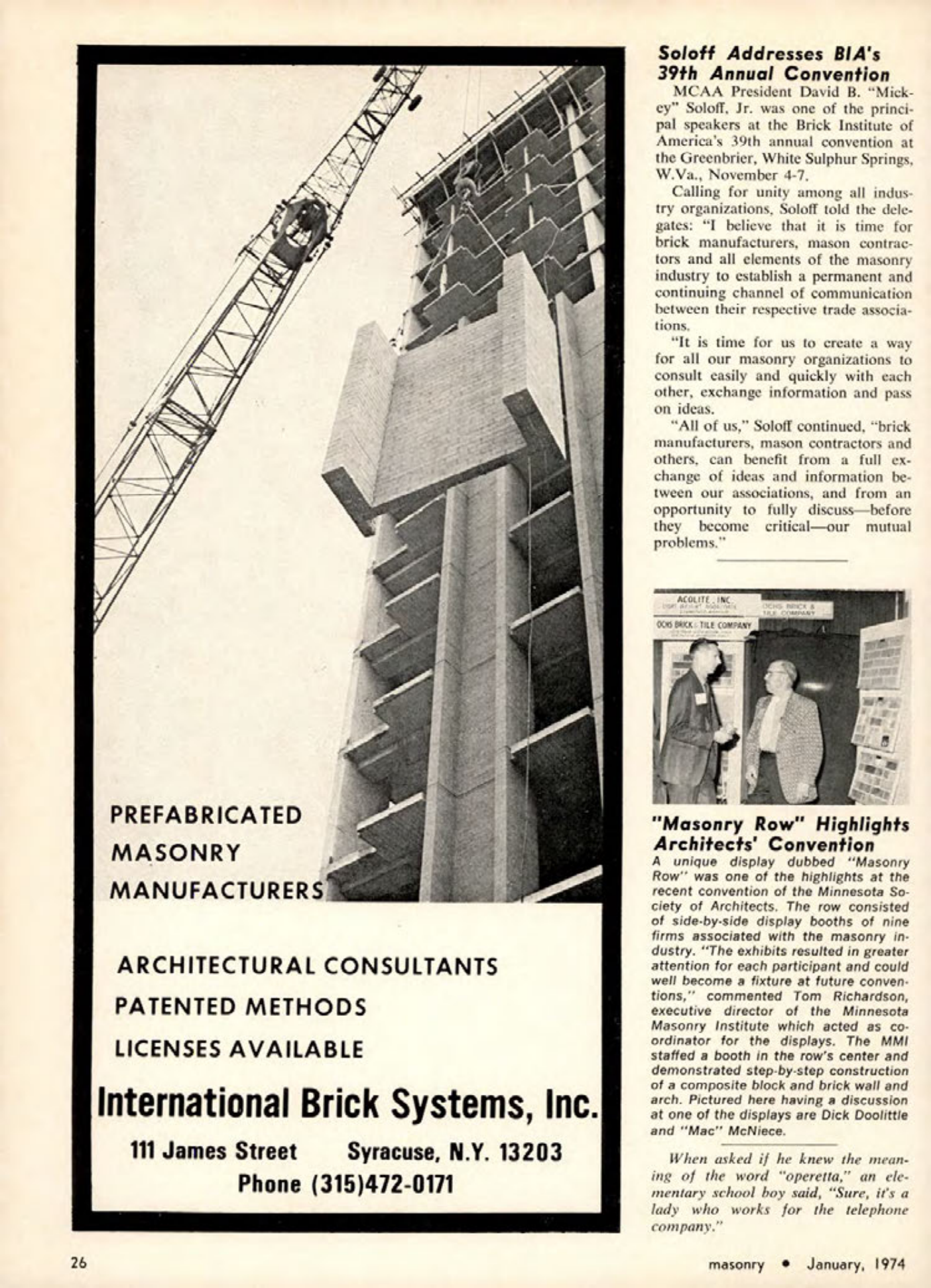 Masonry Magazine January 1974 Page. 26