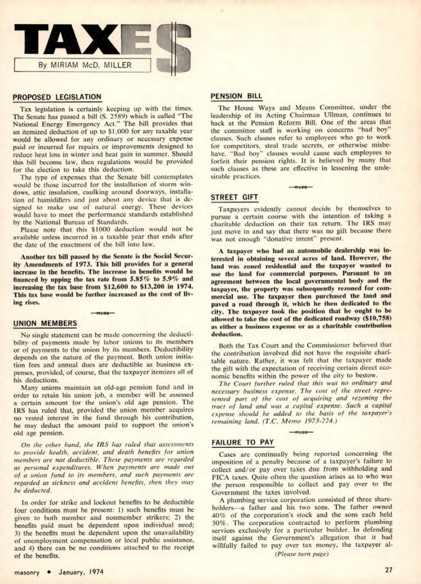 Masonry Magazine January 1974 Page. 27