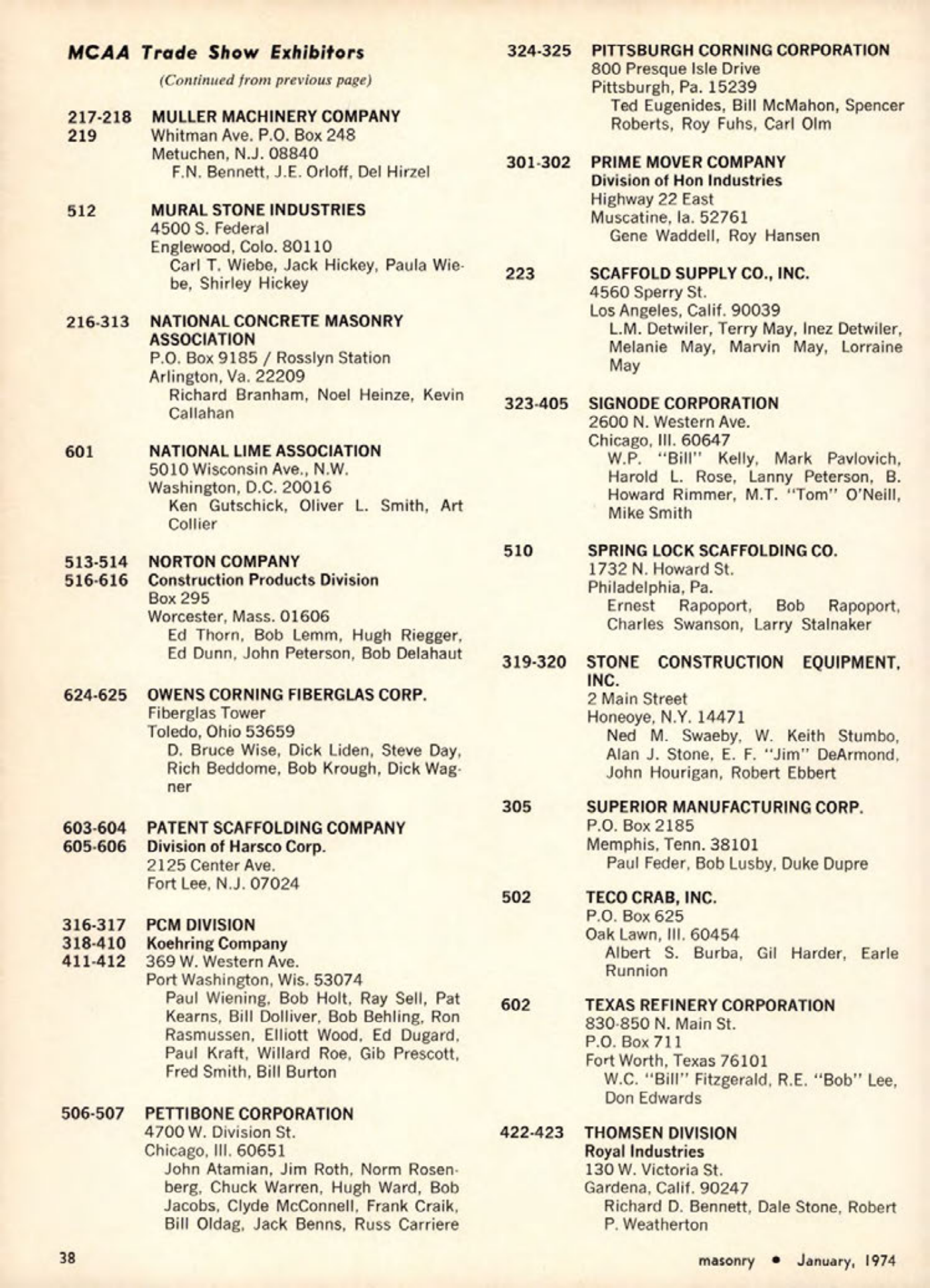 Masonry Magazine January 1974 Page. 38