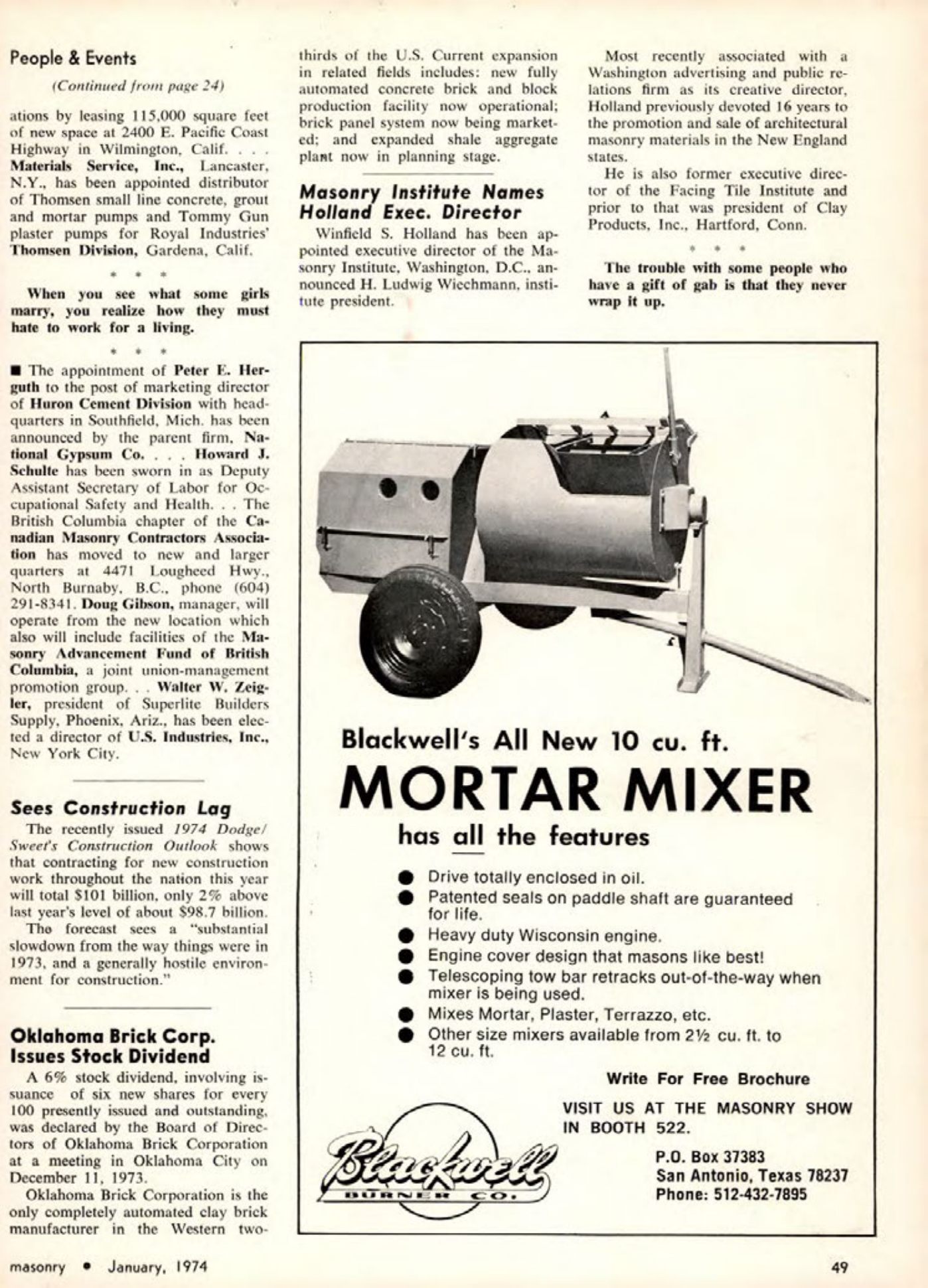 Masonry Magazine January 1974 Page. 55