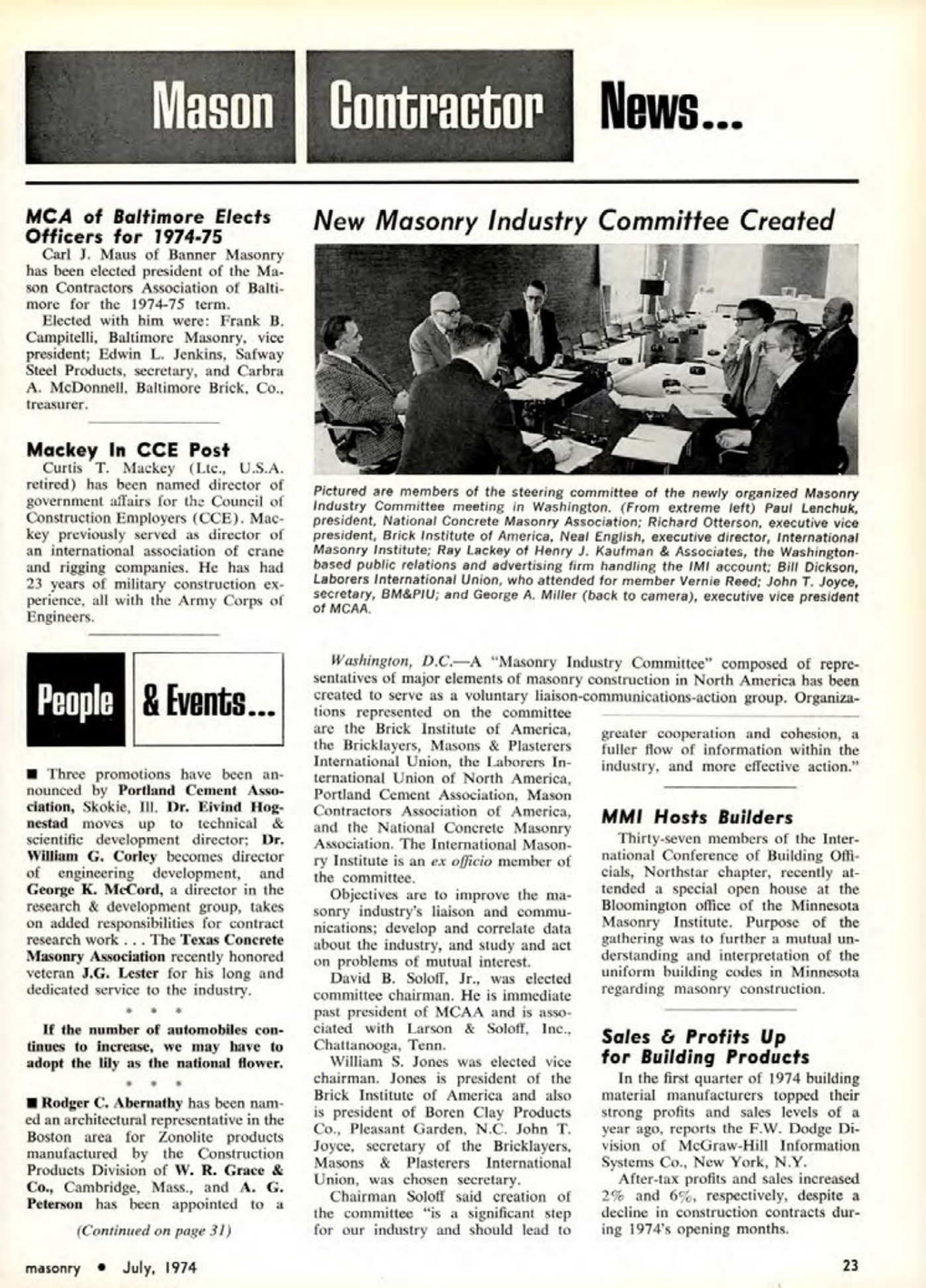 Masonry Magazine July 1974 Page. 23