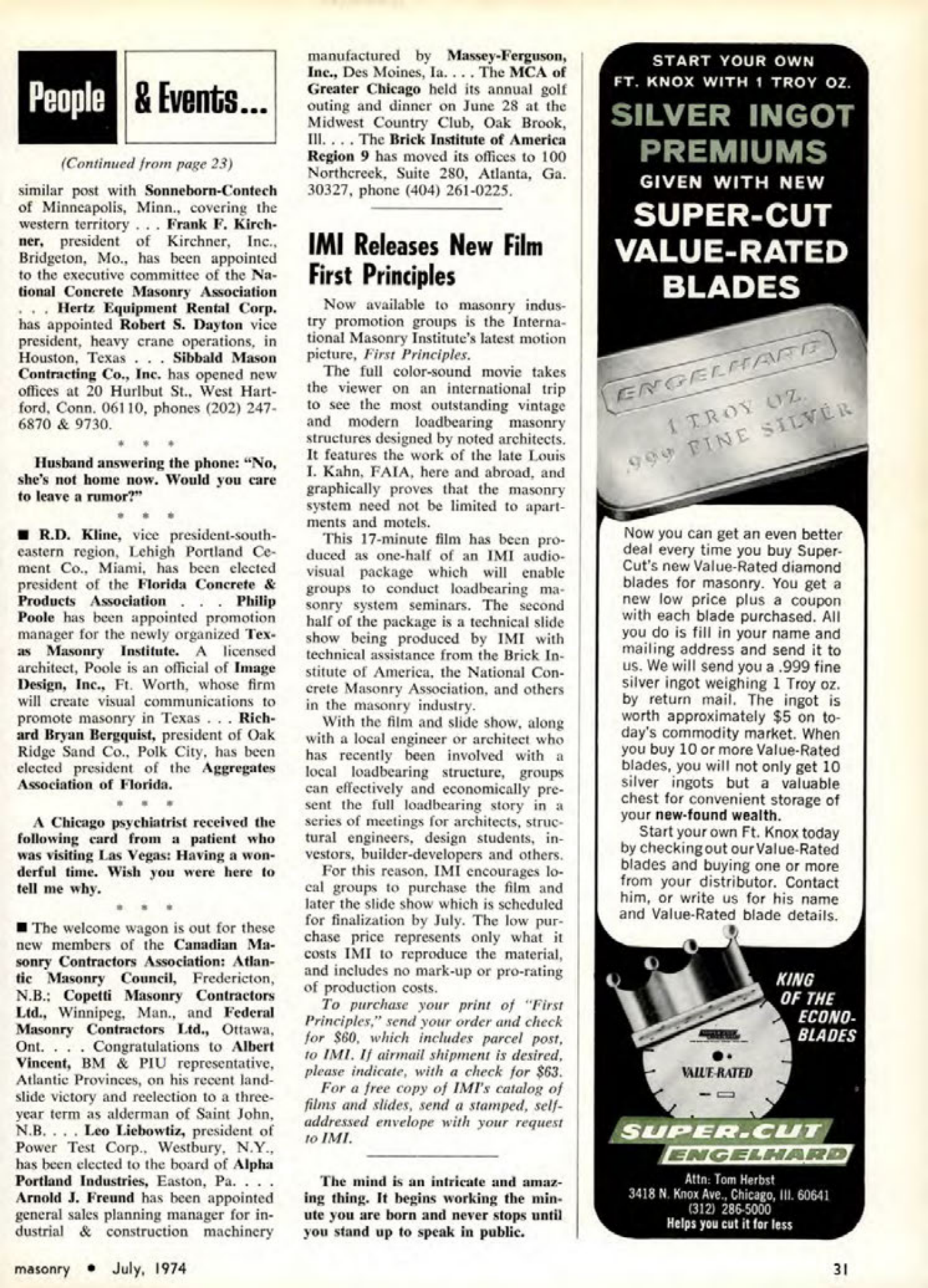 Masonry Magazine July 1974 Page. 31