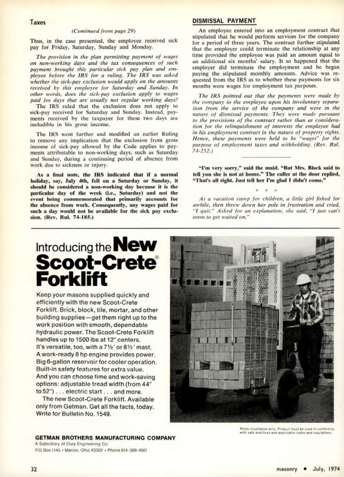 Masonry Magazine July 1974 Page. 32