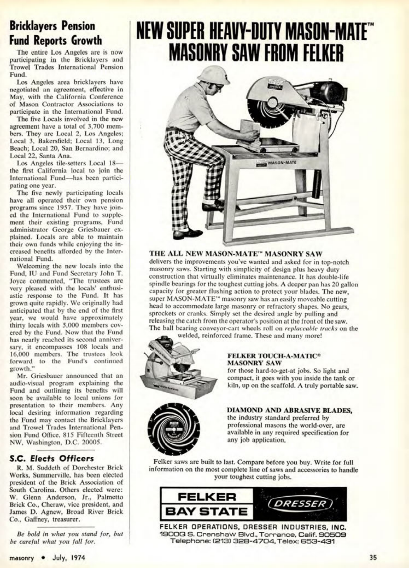 Masonry Magazine July 1974 Page. 35