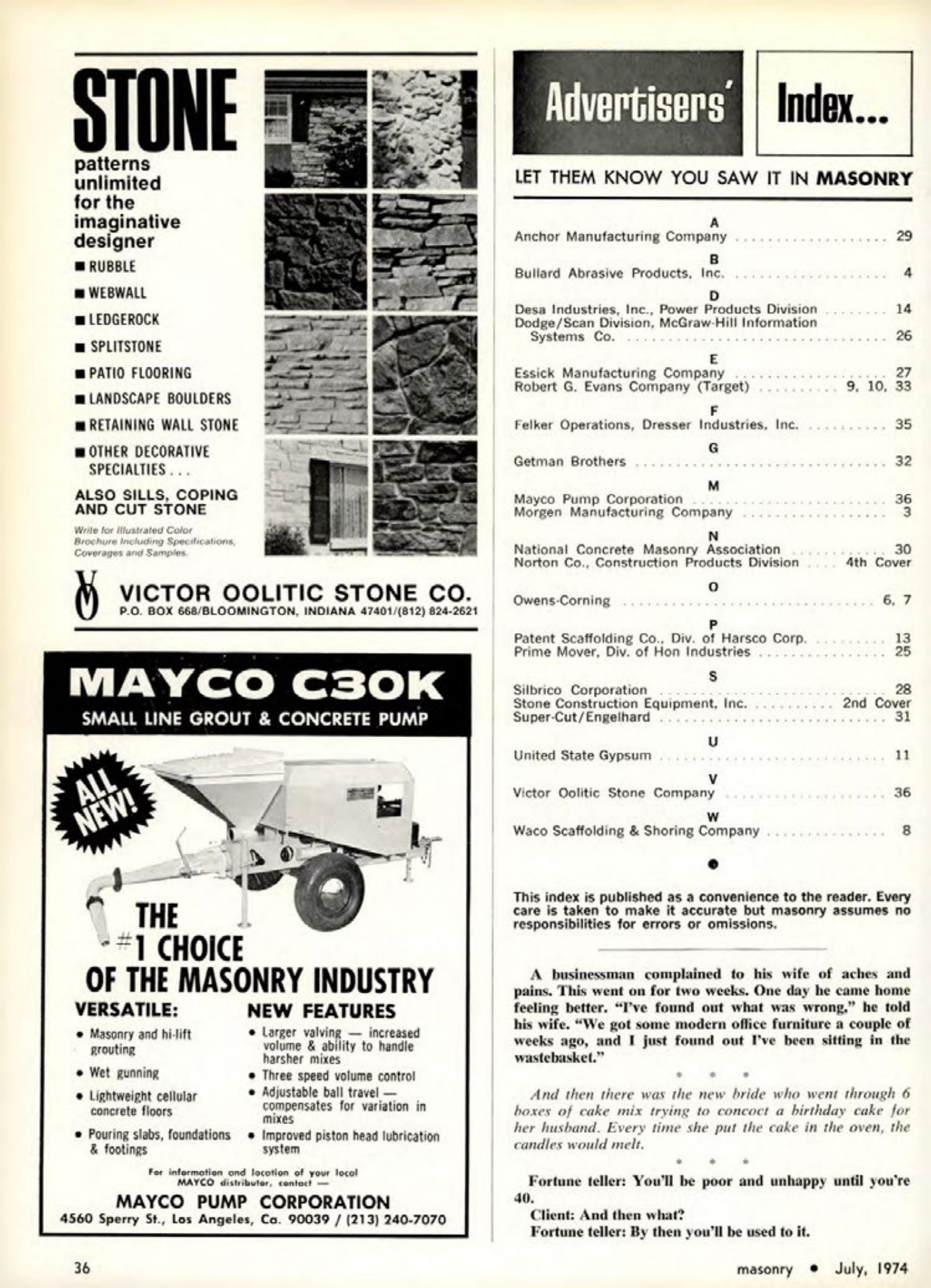 Masonry Magazine July 1974 Page. 36