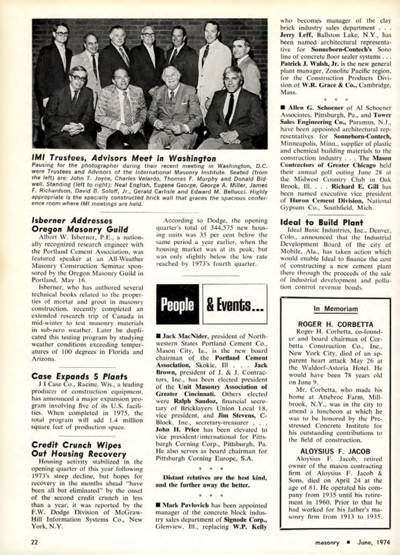 Masonry Magazine June 1974 Page. 22