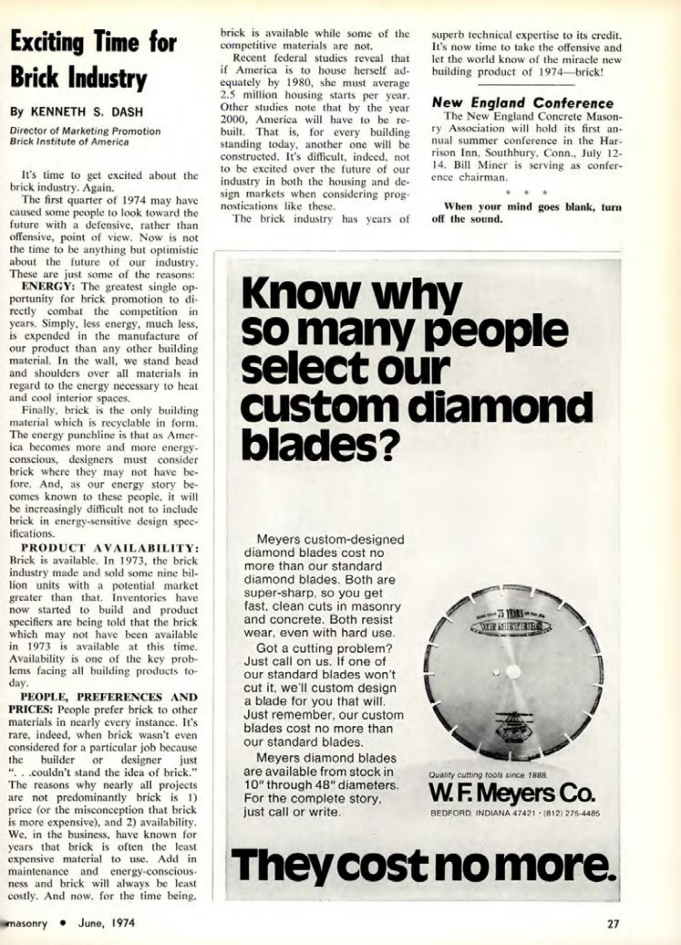 Masonry Magazine June 1974 Page. 27