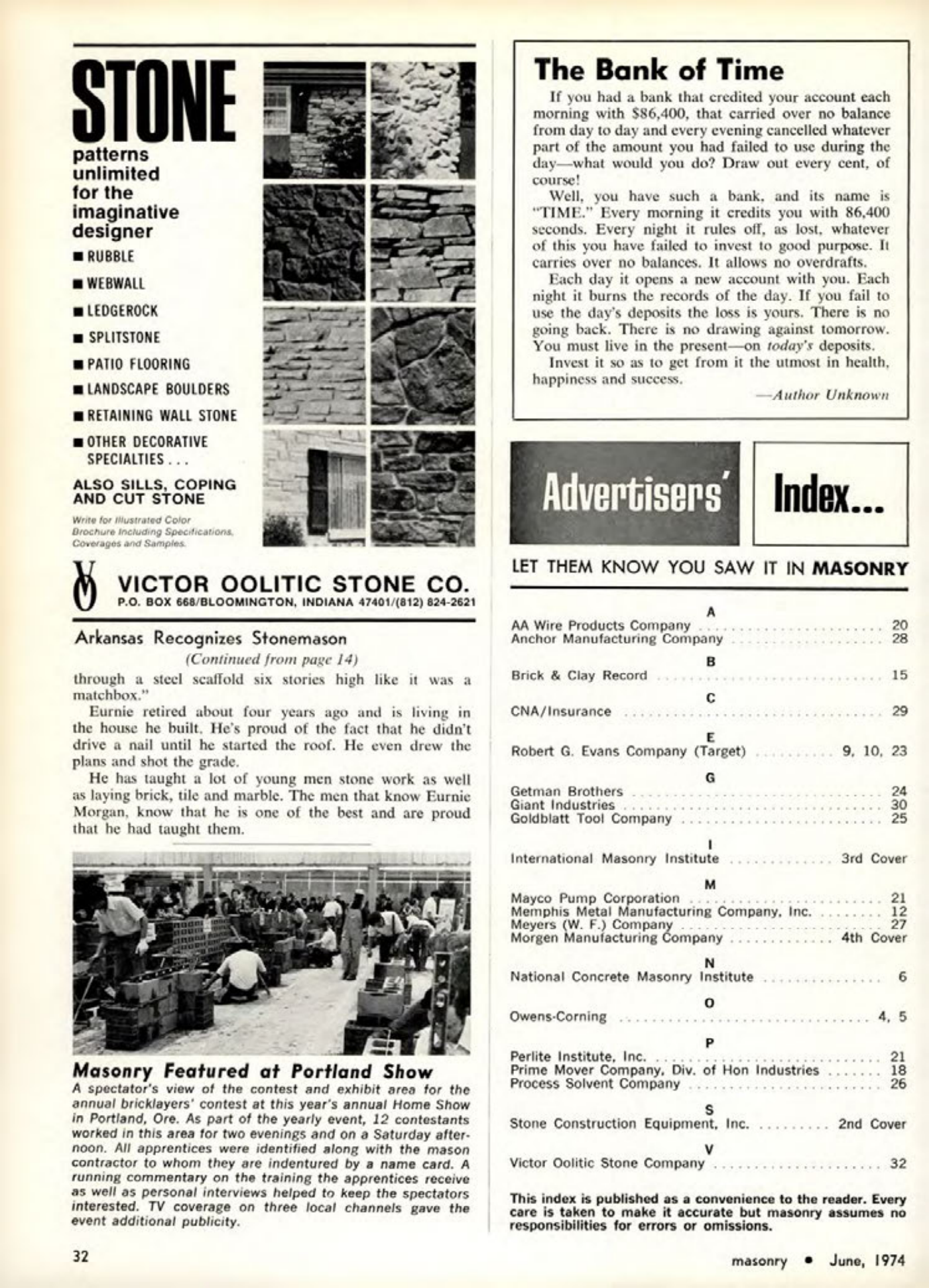 Masonry Magazine June 1974 Page. 32