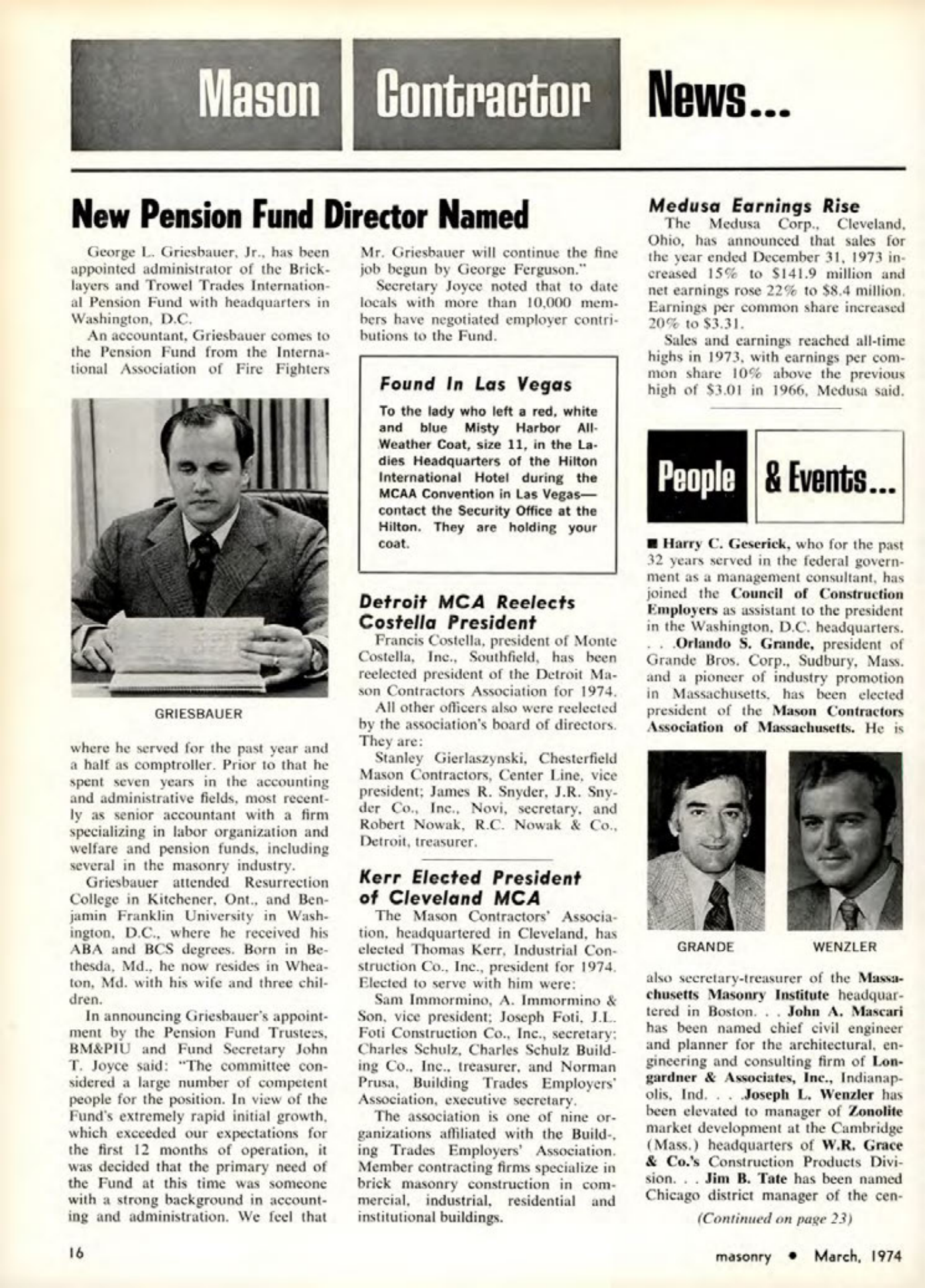 Masonry Magazine March 1974 Page. 16