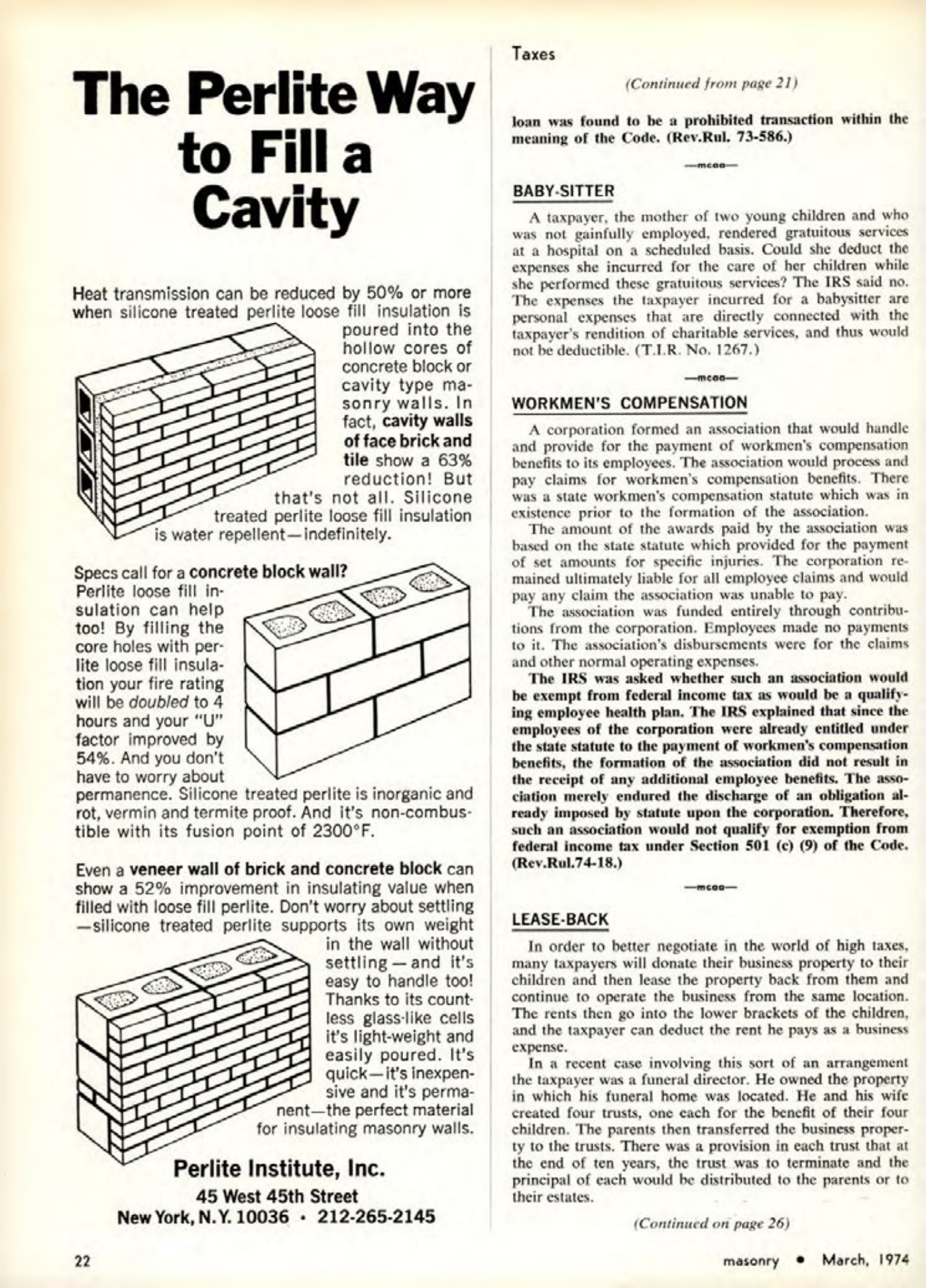 Masonry Magazine March 1974 Page. 22