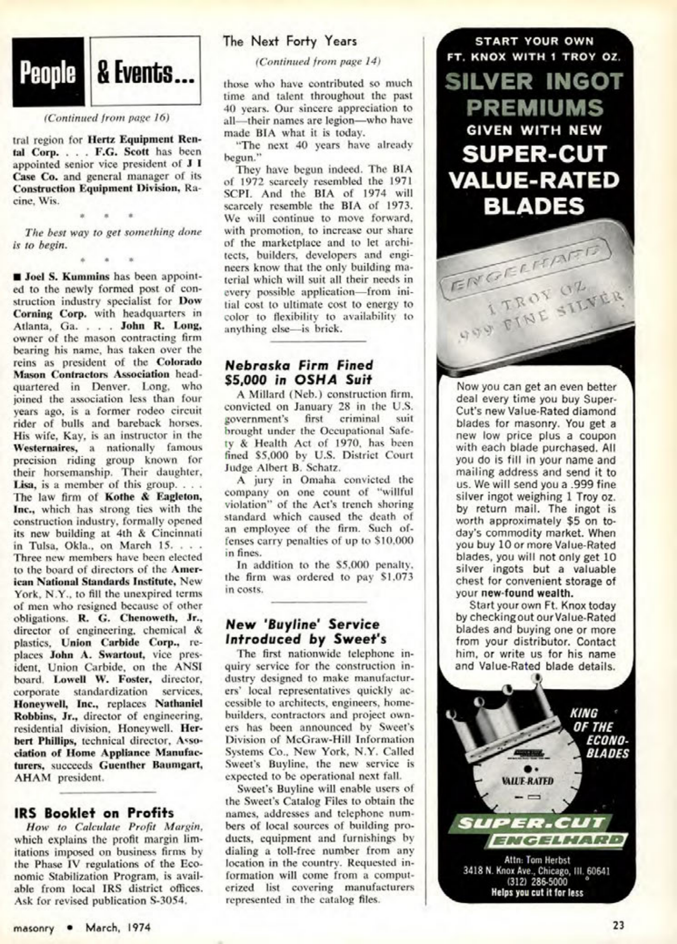 Masonry Magazine March 1974 Page. 23