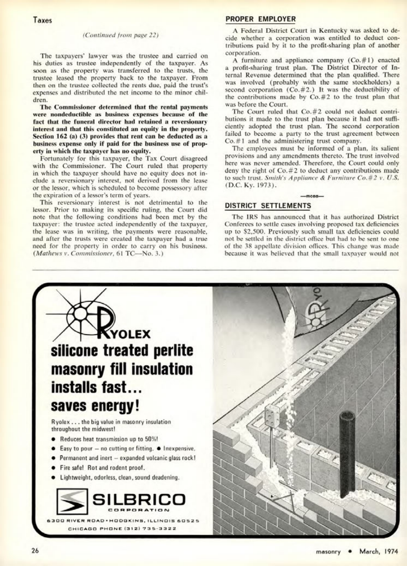 Masonry Magazine March 1974 Page. 26