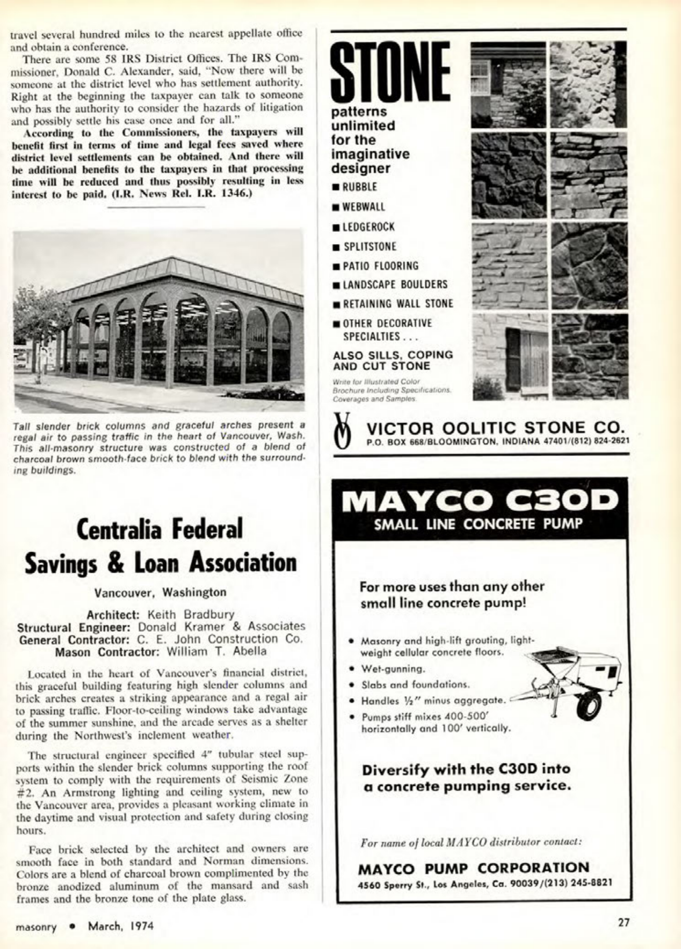 Masonry Magazine March 1974 Page. 27