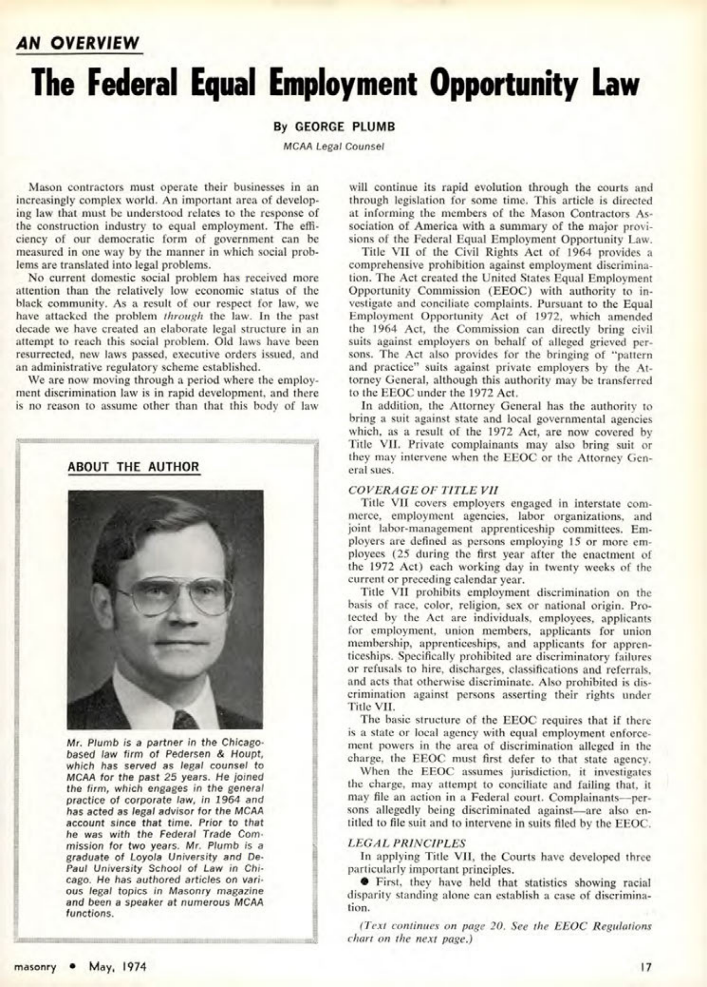 Masonry Magazine May 1974 Page. 17